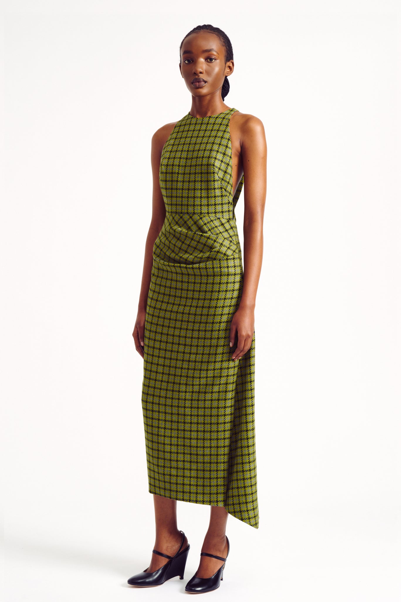 Yumana Green Shetland Houndstooth Dress | Emilia Wickstead