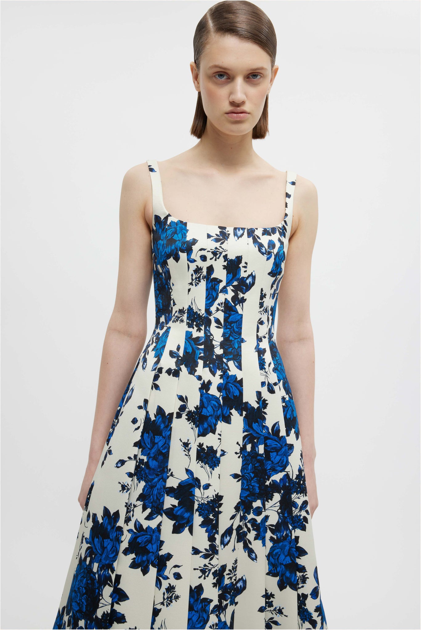 Adele Blue Festive Bouquet Taffeta Faille Dress | Emilia Wickstead