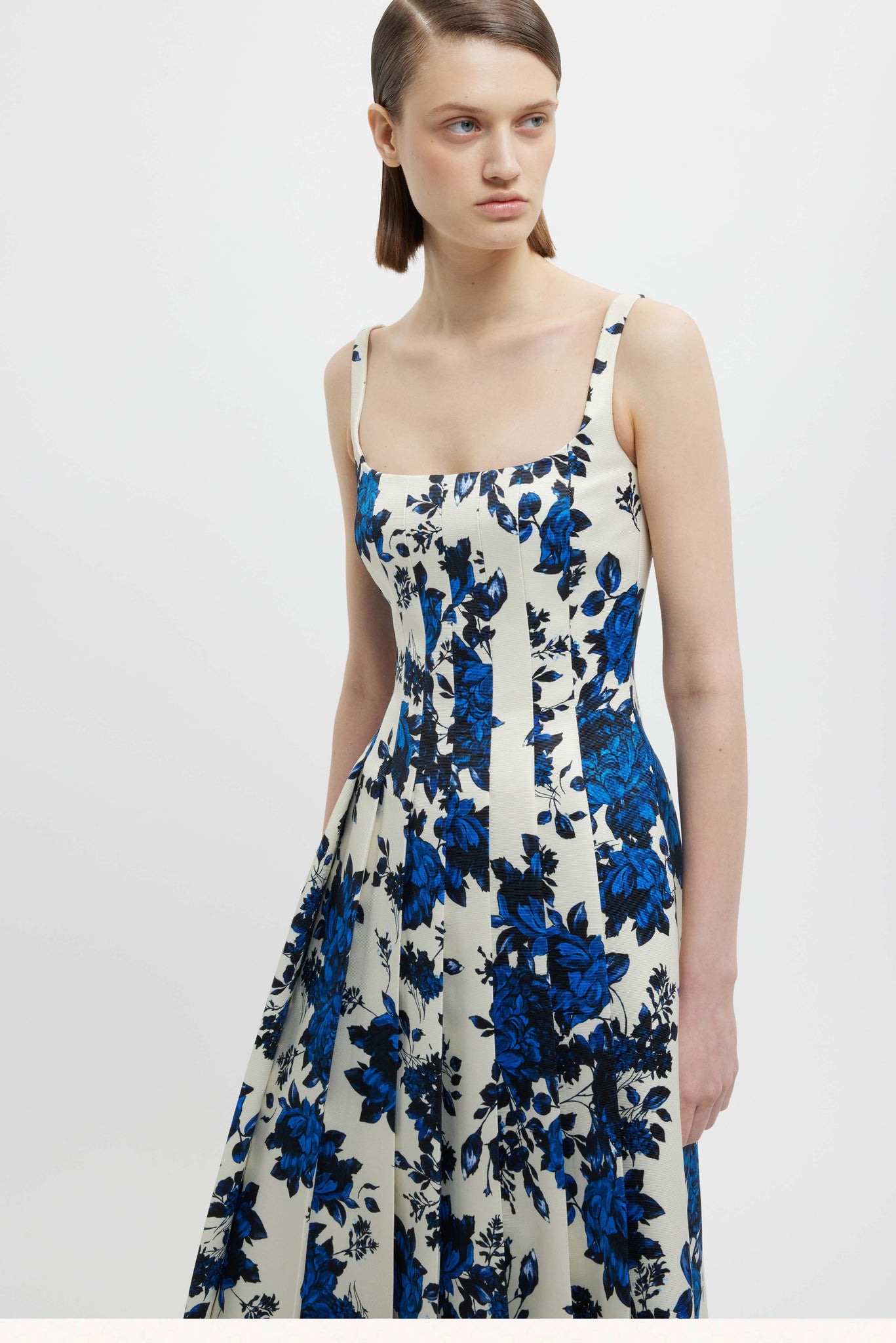 Adele Blue Festive Bouquet Taffeta Faille Dress | Emilia Wickstead