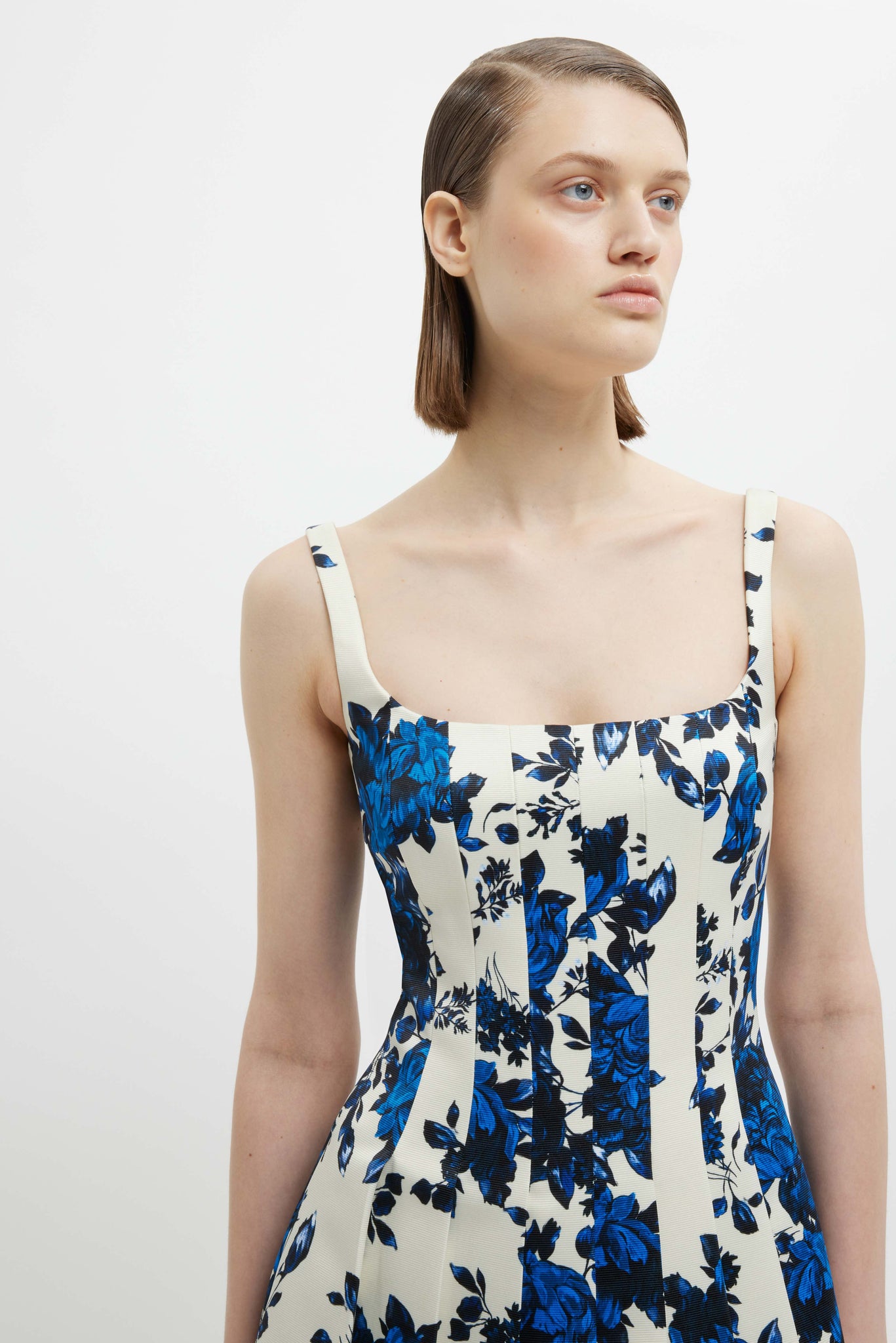 Adele Blue Festive Bouquet Taffeta Faille Dress | Emilia Wickstead