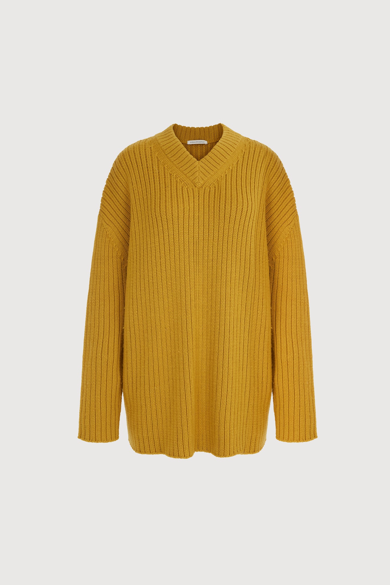 Ady V-Neck Knit Jumper in Mustard Yellow Wool