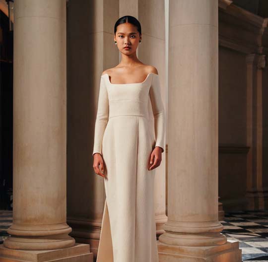 Diamond Bridal Dress in Ivory Genzianella | Emilia Wickstead Diamond Bridal Dress in Ivory Genzianella | Emilia Wickstead