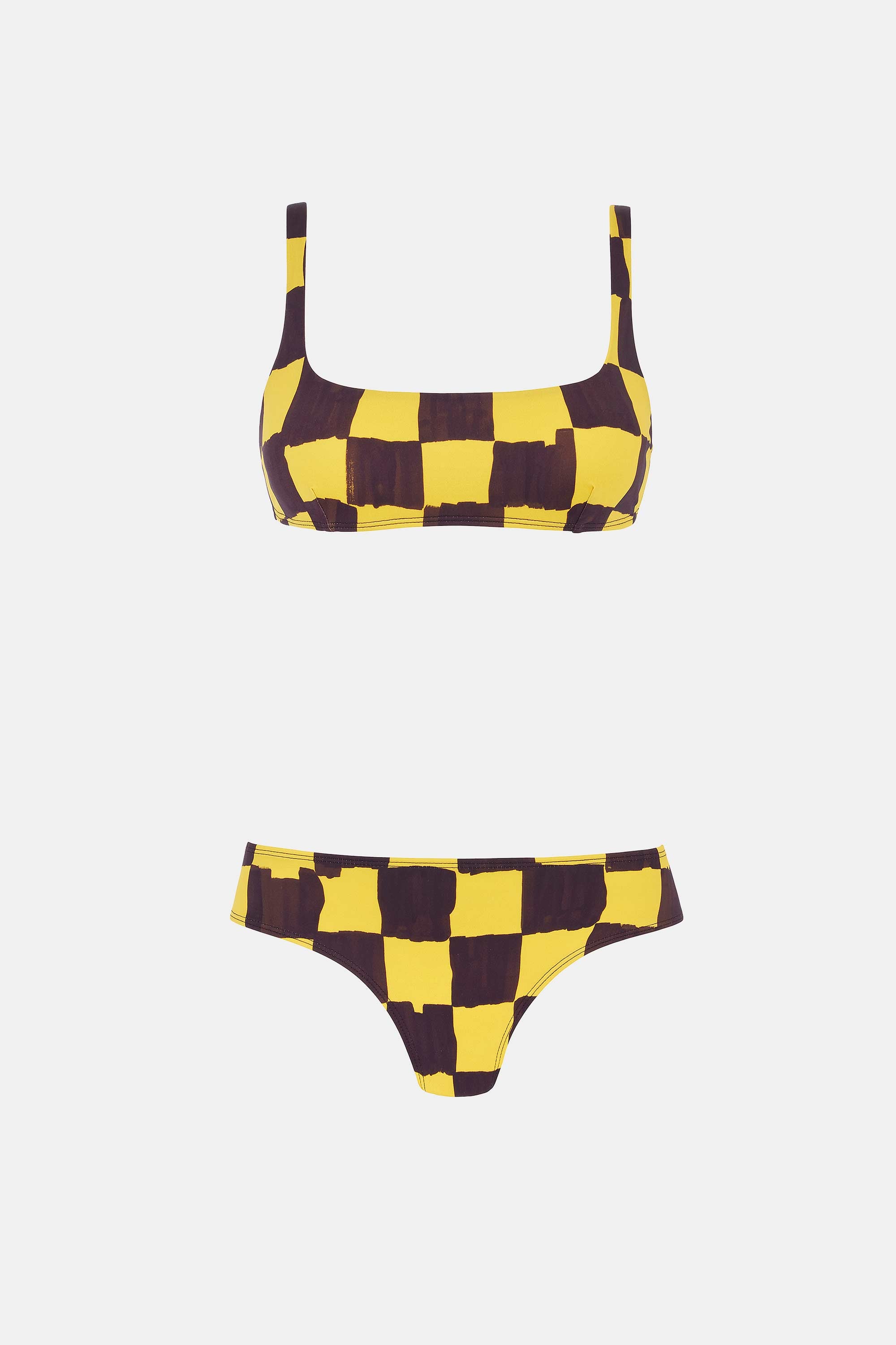 X Palm Heights Bea Bikini Chocolate Checkerboard Print