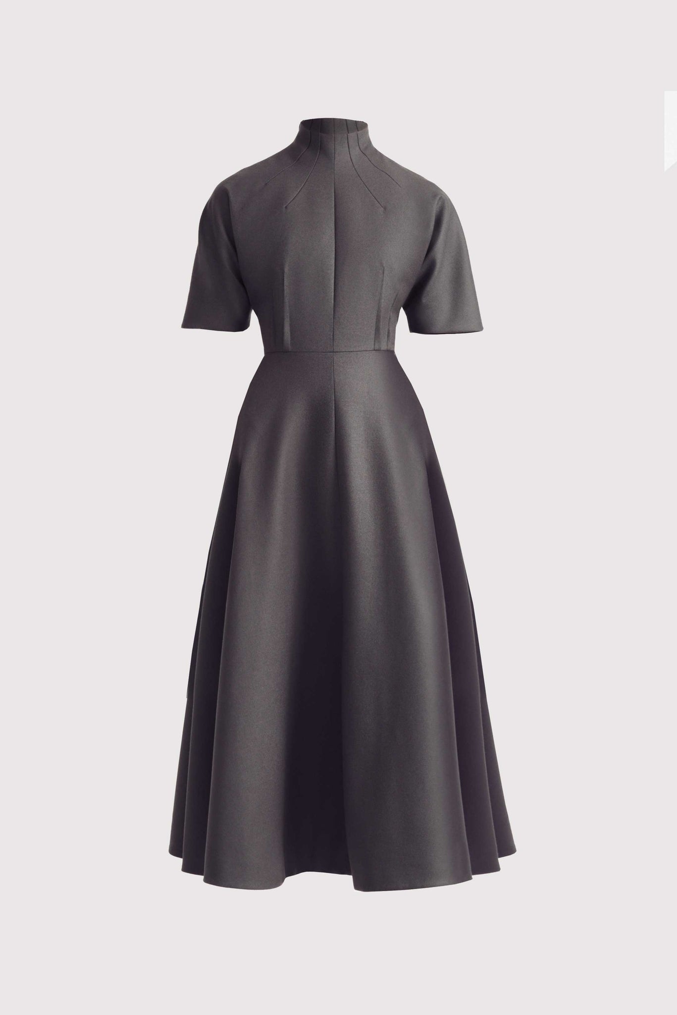 Bellona Grey Flanella High Neck Dress | Emilia Wickstead