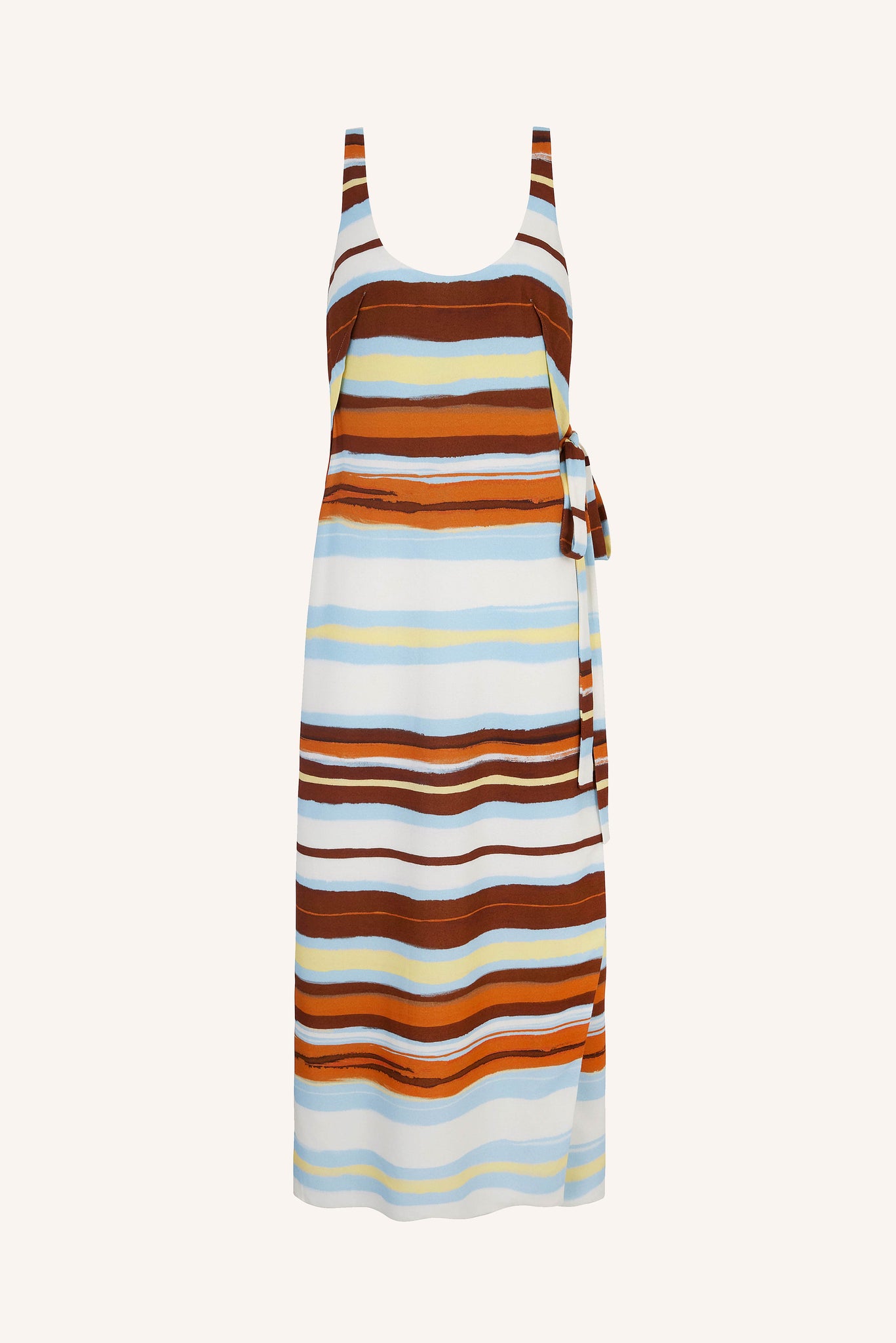 Birna Dress In Painted Brown Stripe Printed Viscose  | Emilia Wickstead