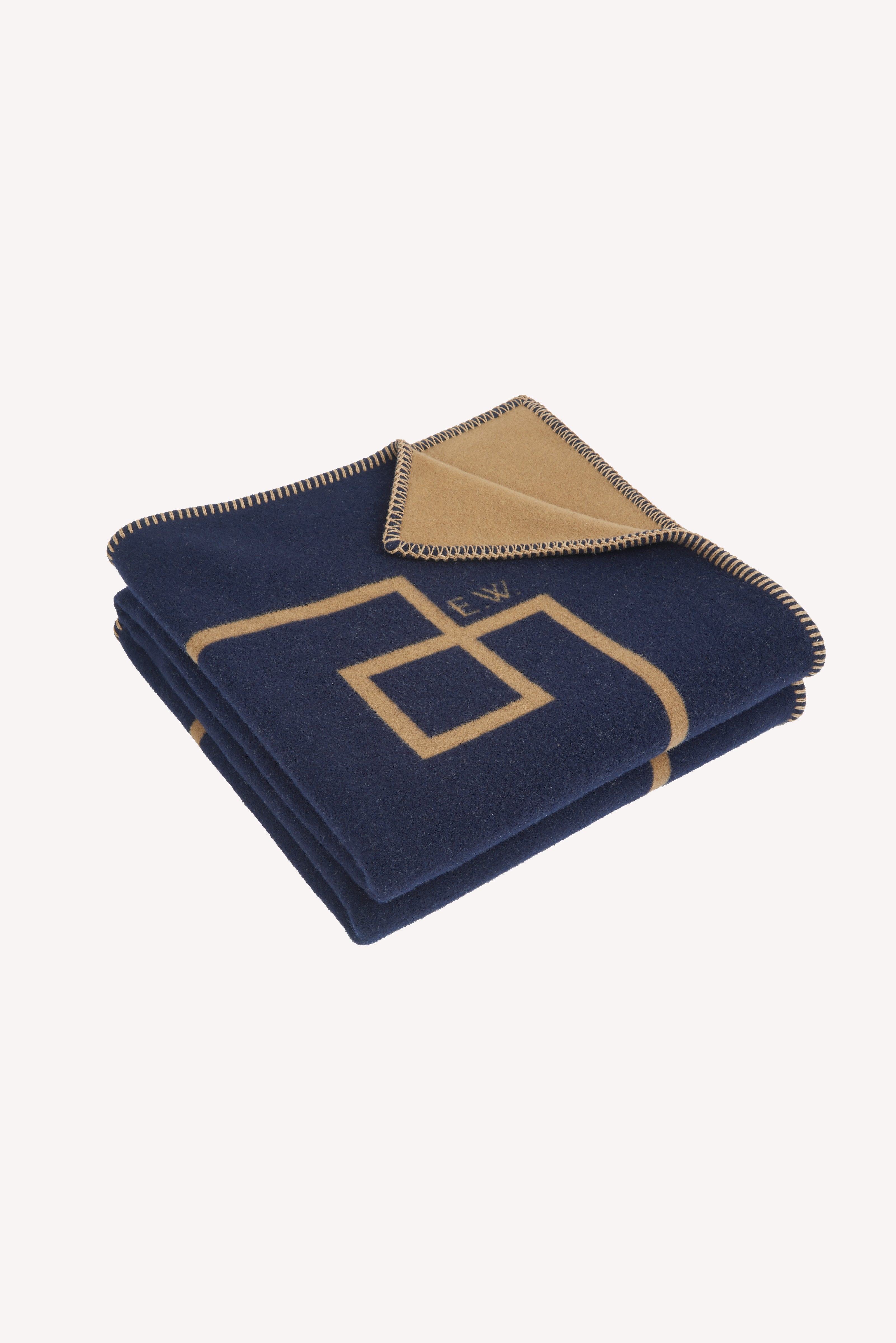 Roma Geometric Detail Blanket Camel & Wool