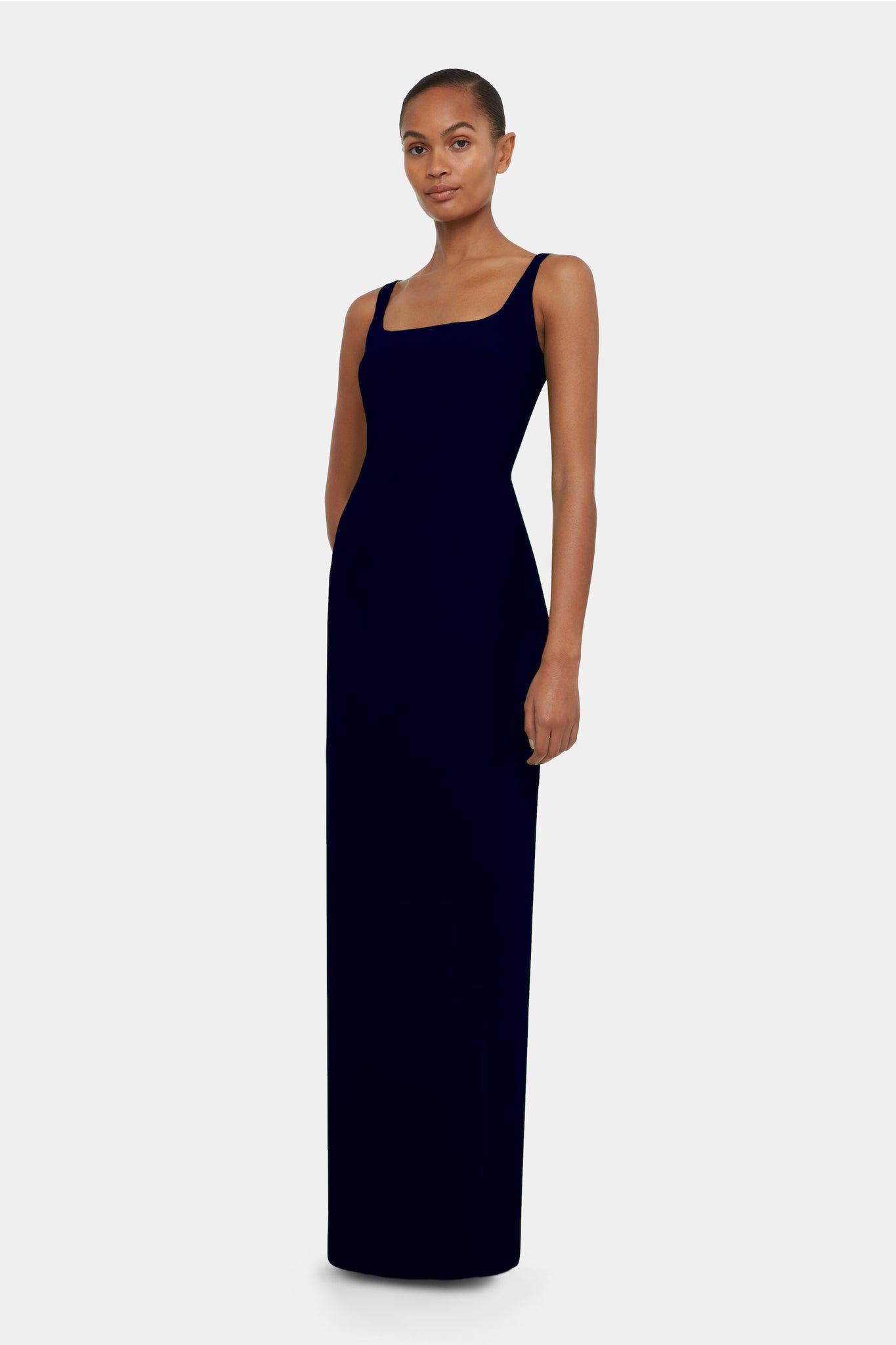 Megara Bridesmaid Dress In Navy Single Crepe