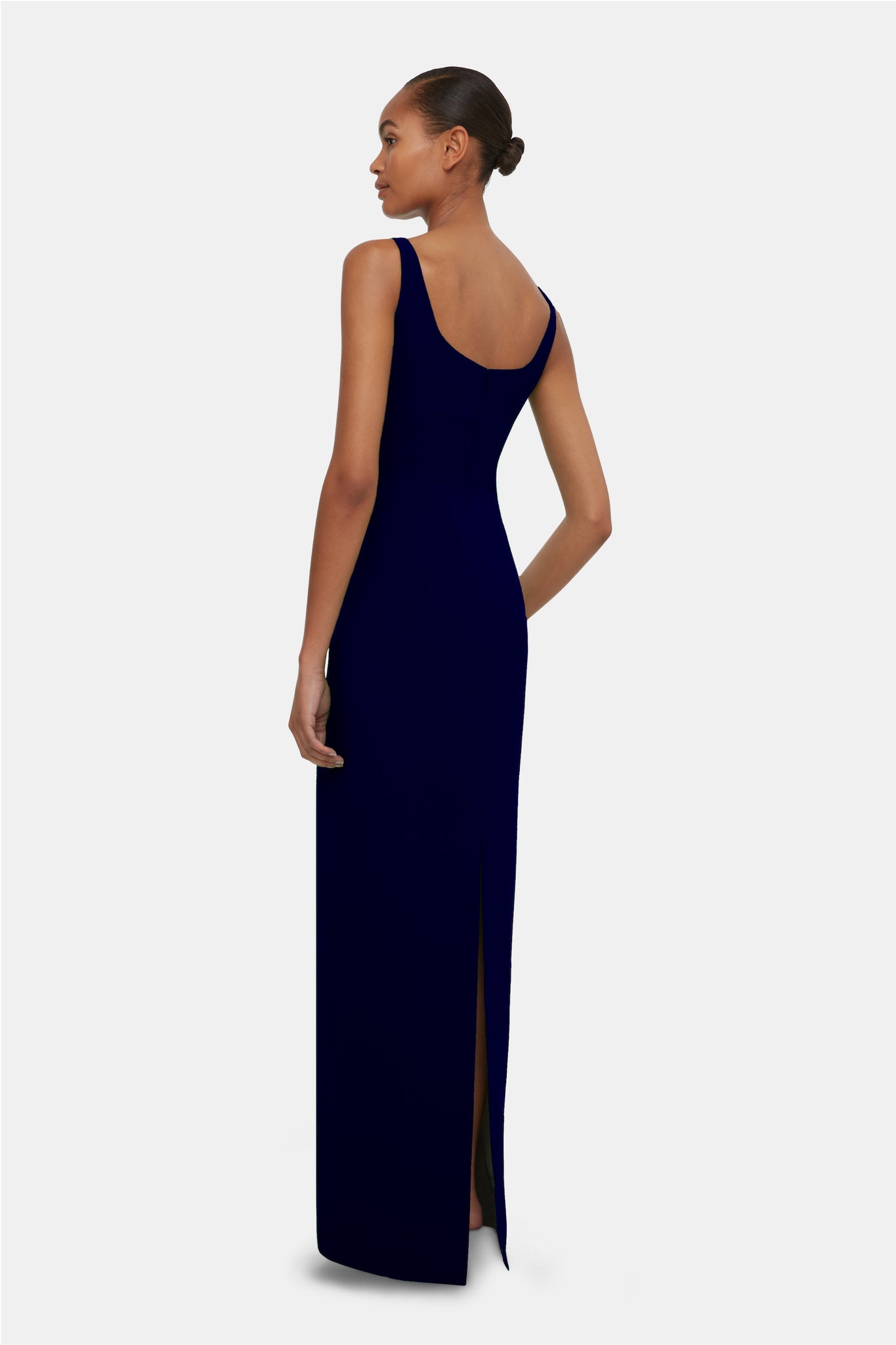 Megara Bridesmaid Dress In Navy Single Crepe