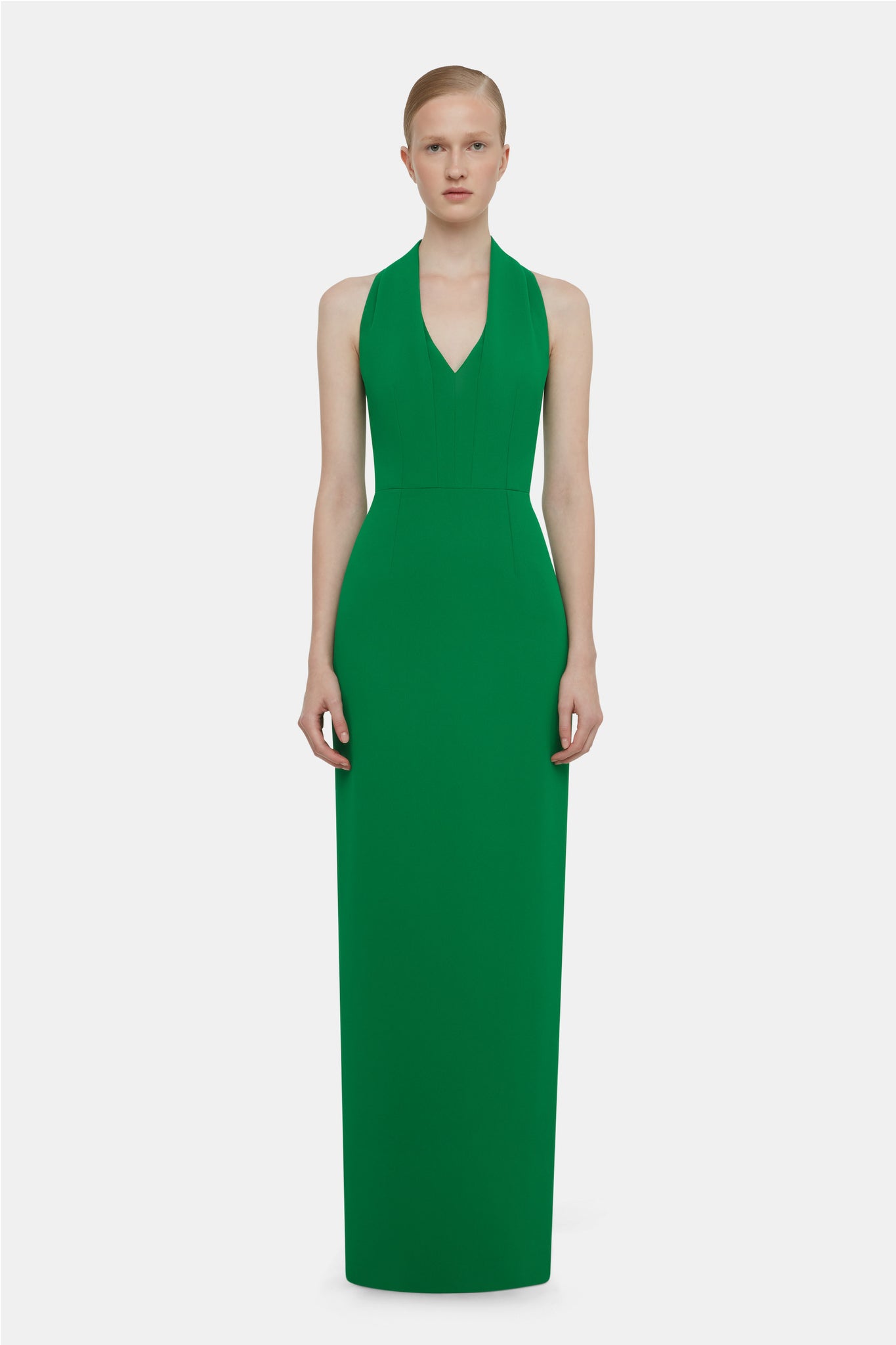 Aubree Bridesmaid Dress In Green Single Crepe