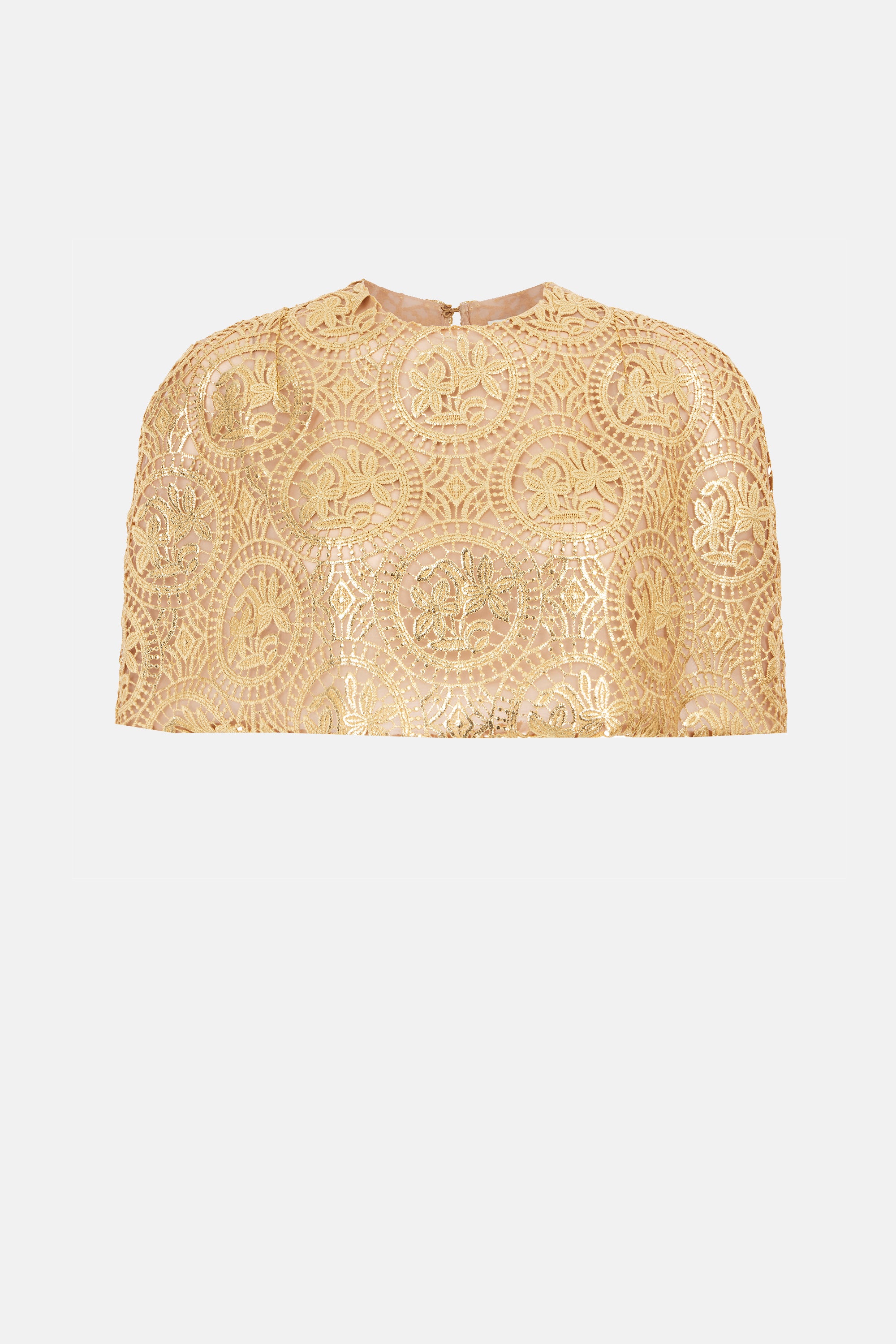 Lena Cape In Gold Foiled Guipure