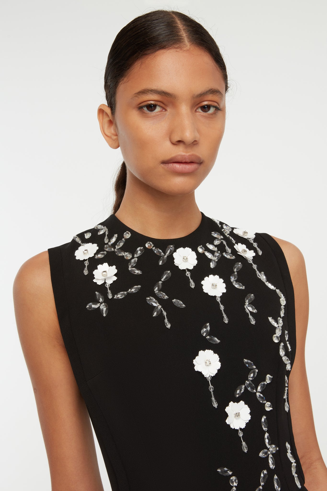 Cappia Embellished Dress In Black Summer Wool