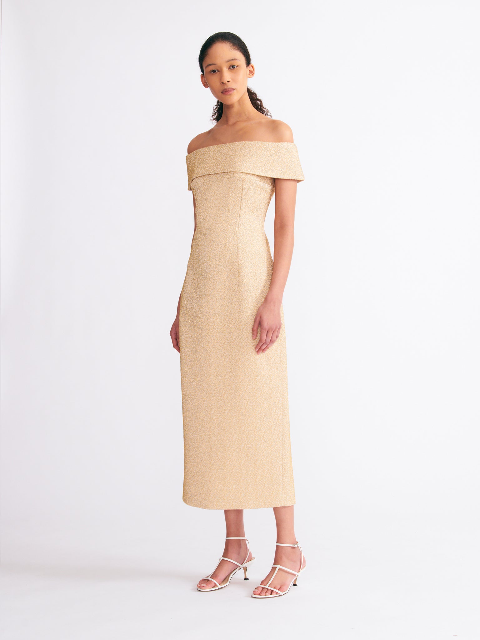 Charlie Dress in Gold Metallic Cloque | Emilia Wickstead