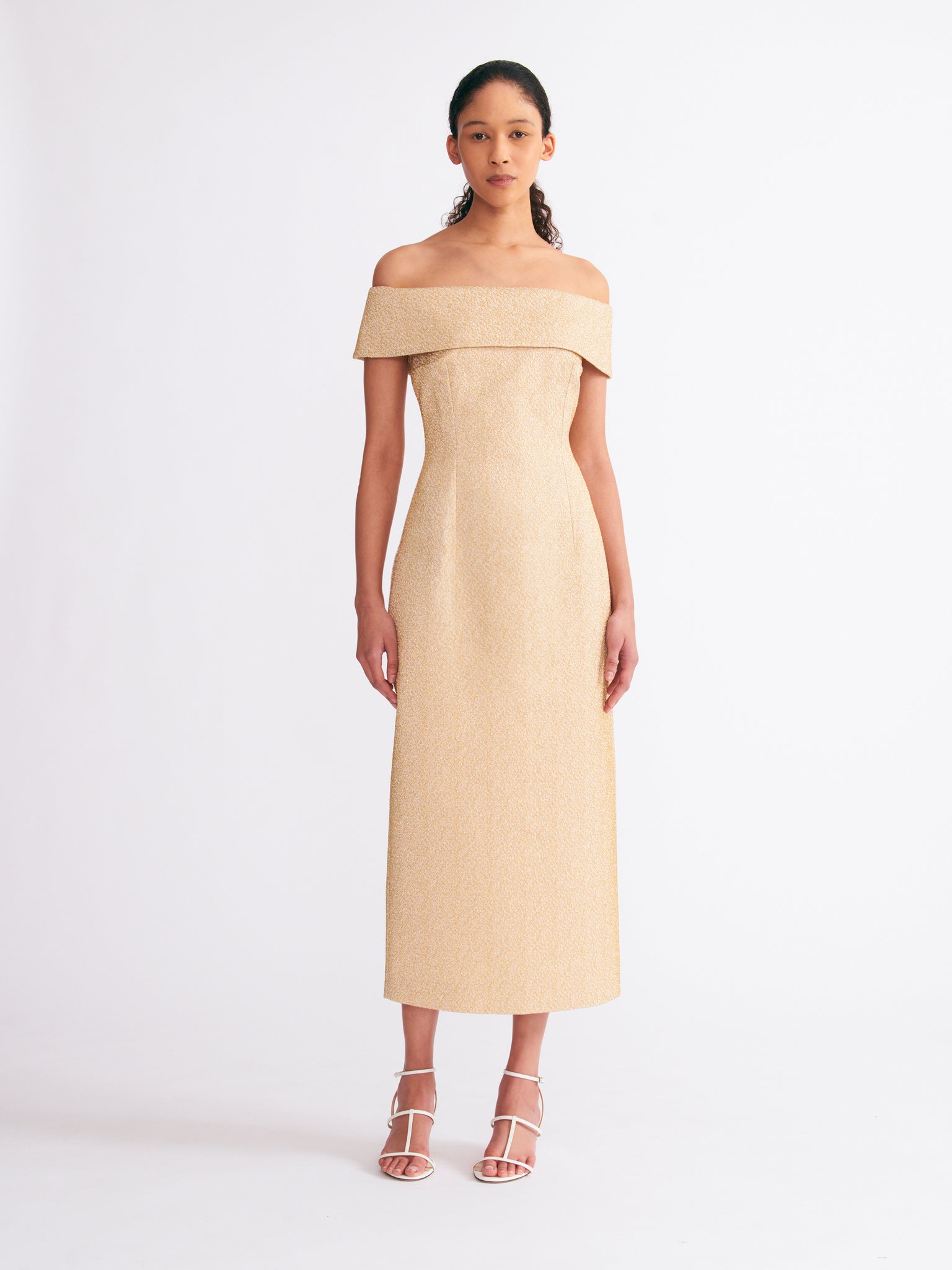 Charlie Dress in Gold Metallic Cloque | Emilia Wickstead