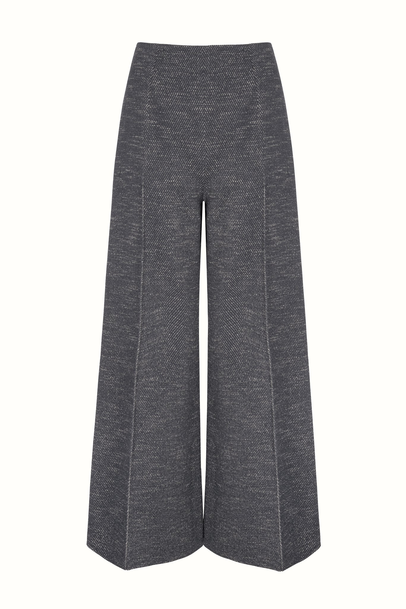 Daffy Trousers In Navy & Ivory Chevron Weave