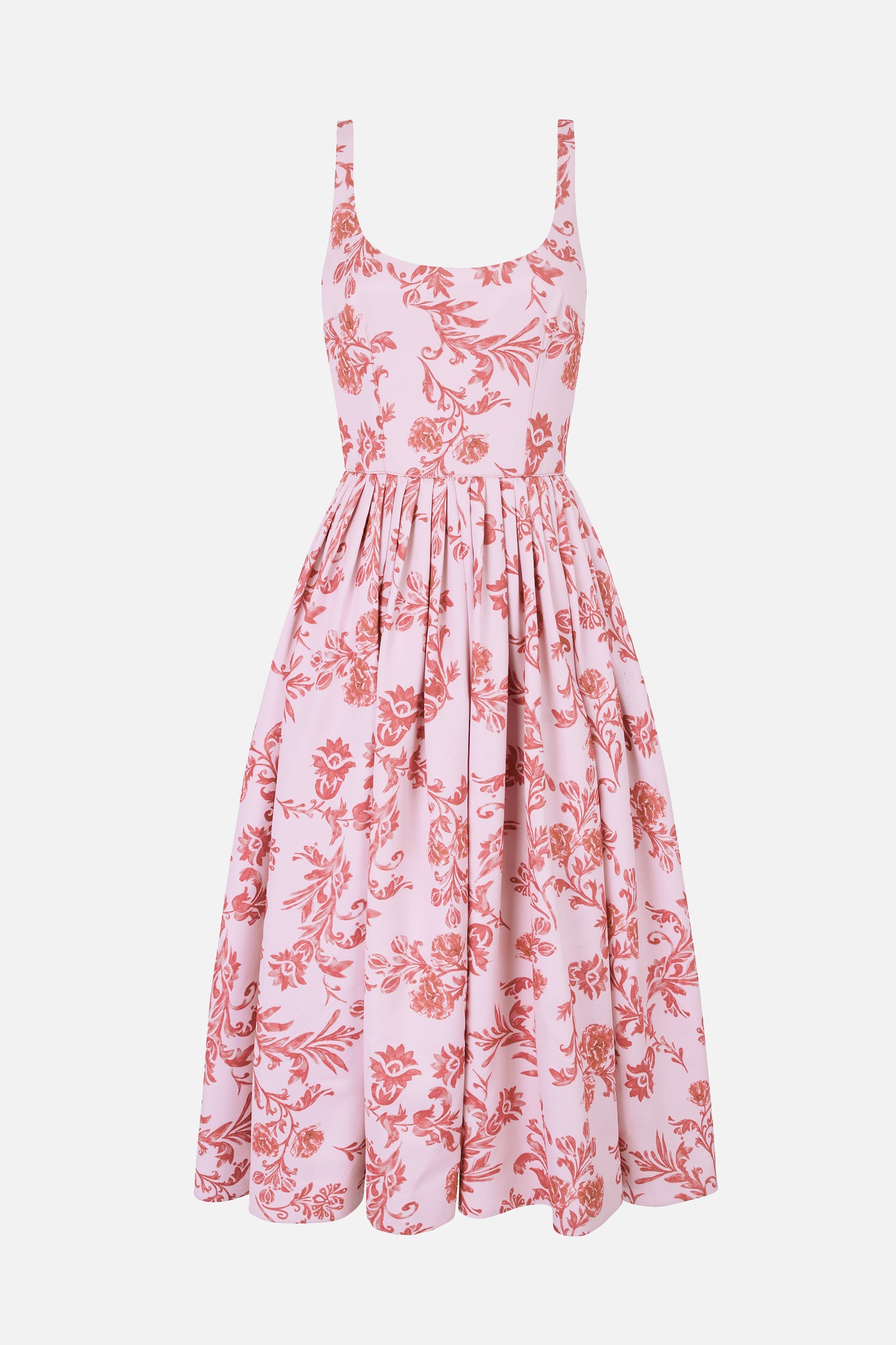 Eglantine Dress In Pink Floral Damask Taffeta Faille