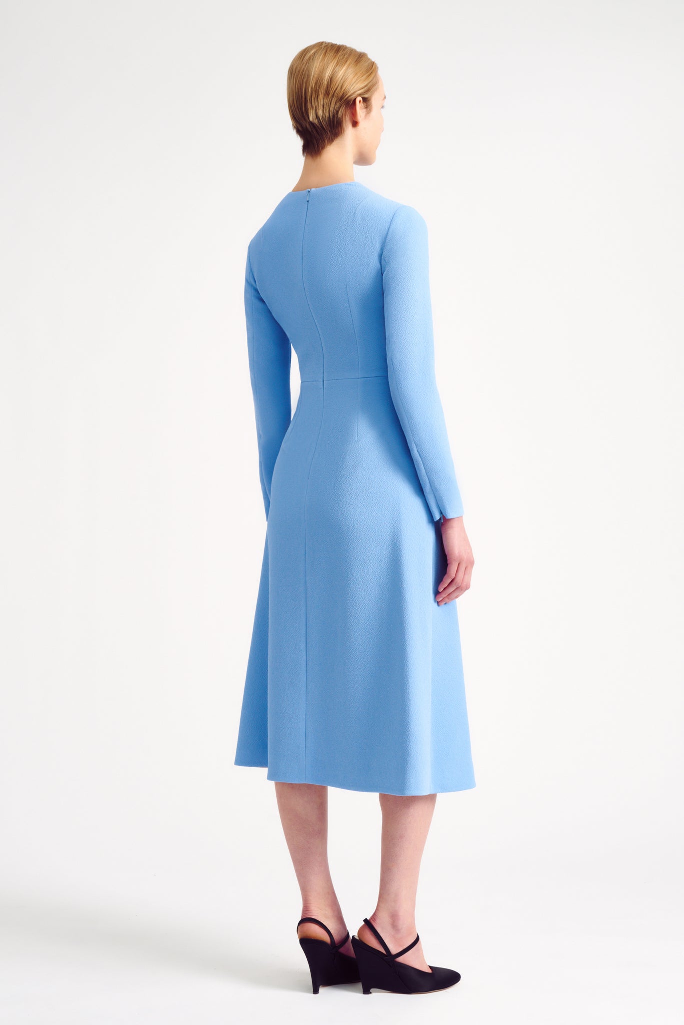 Elta Wrap Effect Double Crepe Dress Celestial Blue | Emilia Wickstead