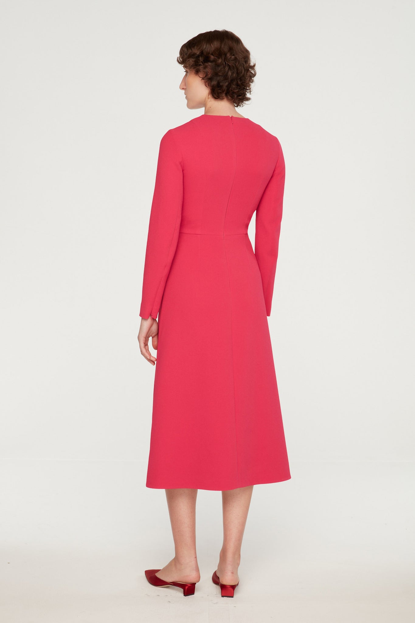 Elta Dress In Watermelon Pink Double Crepe