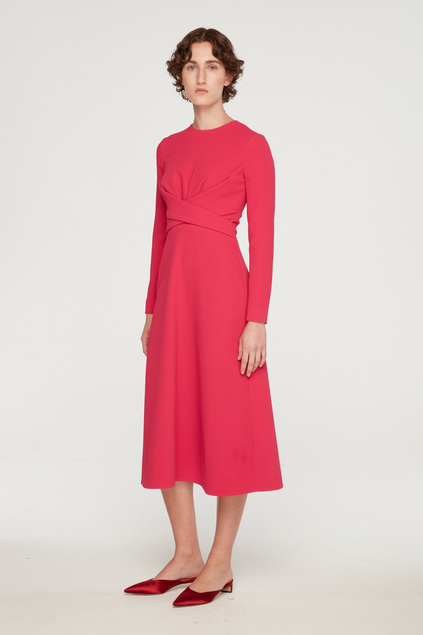 Elta Dress In Watermelon Pink Double Crepe