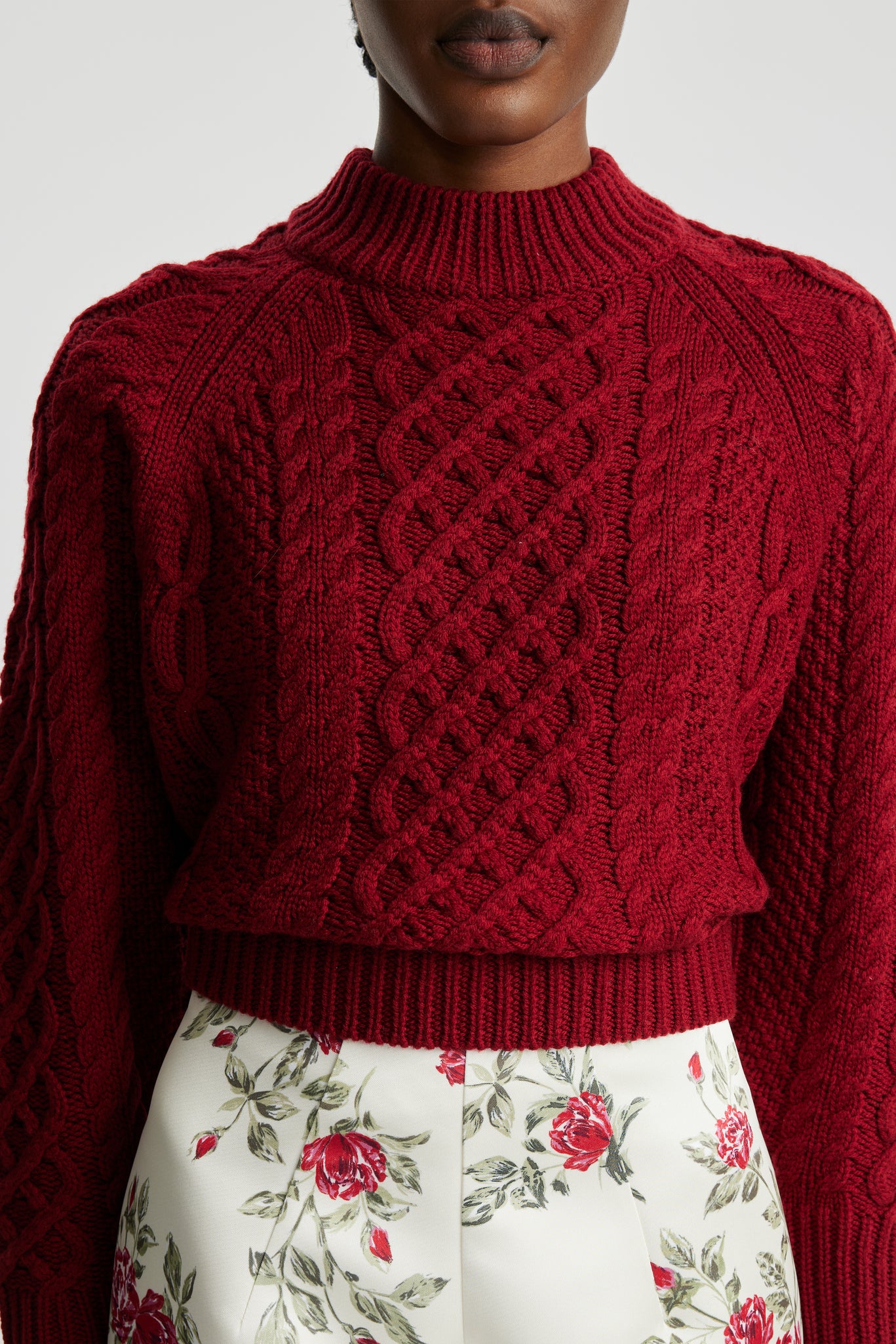 Emory Deep Red Cable Knit Jumper
