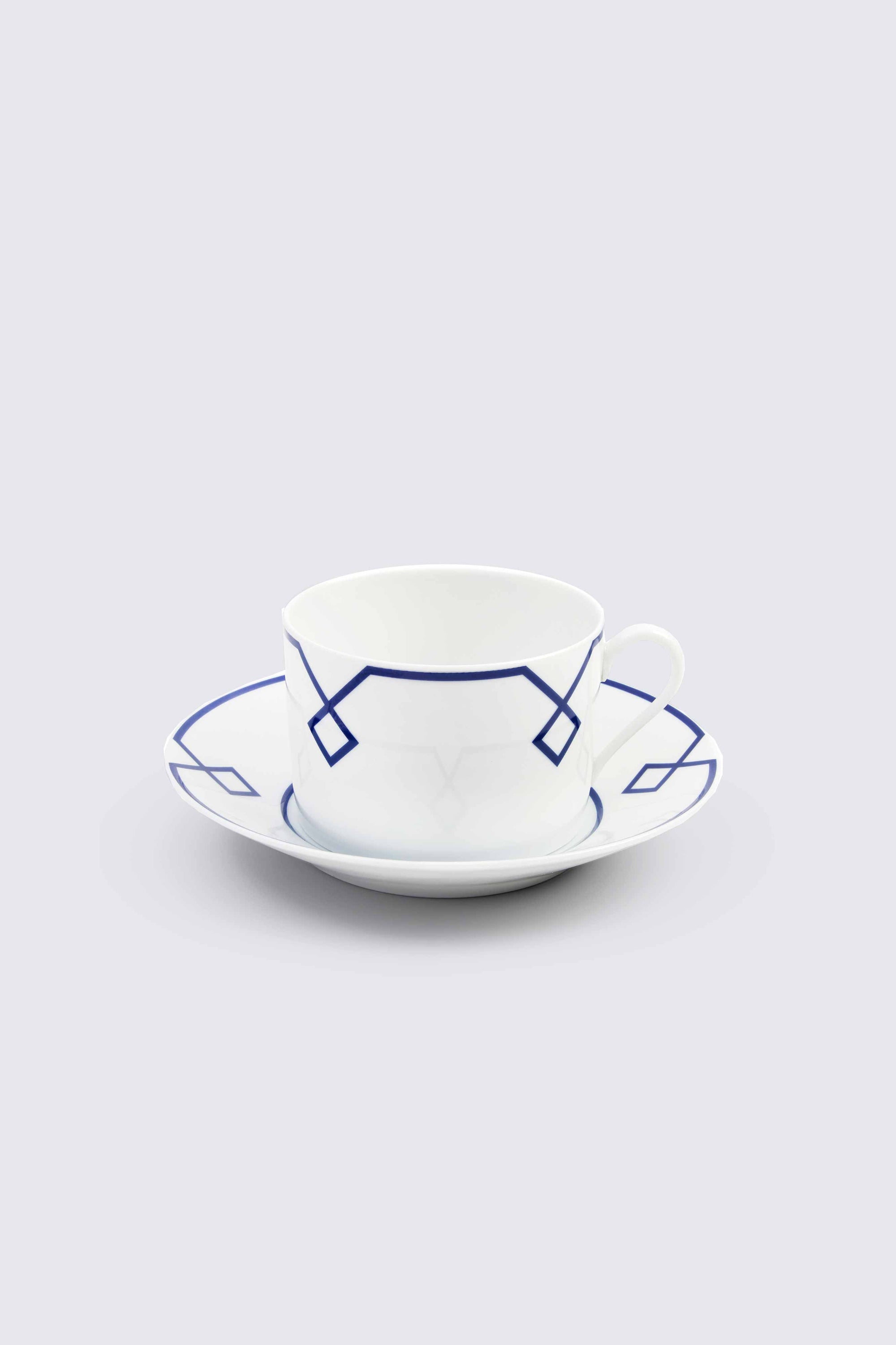 Naples Espresso Cup Saucer Set Geometric Border