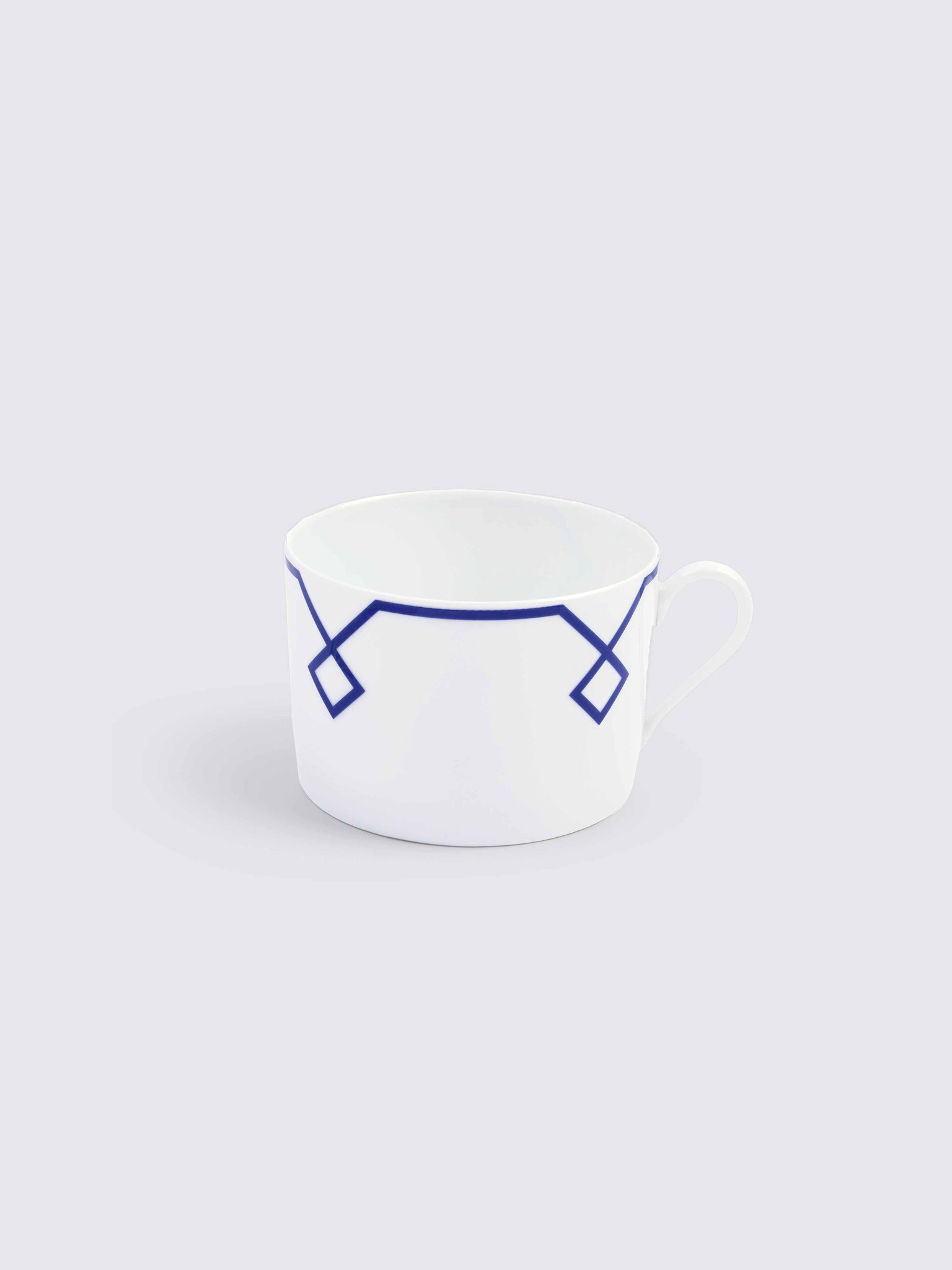 Naples Espresso Cup and Saucer Set with Navy Geometric Border