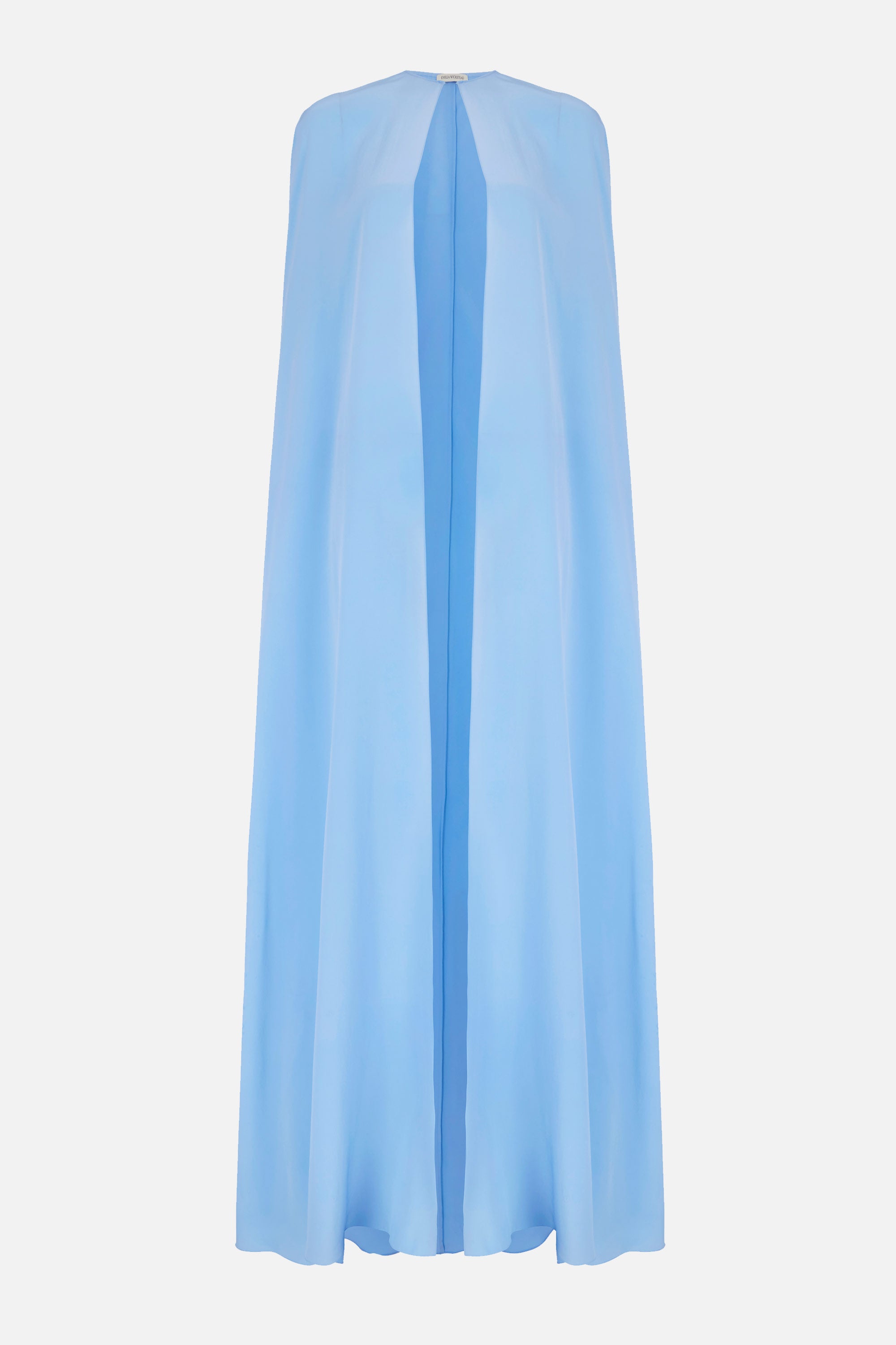 Clarette Cape In Baby Blue Silk Crepe De Chine