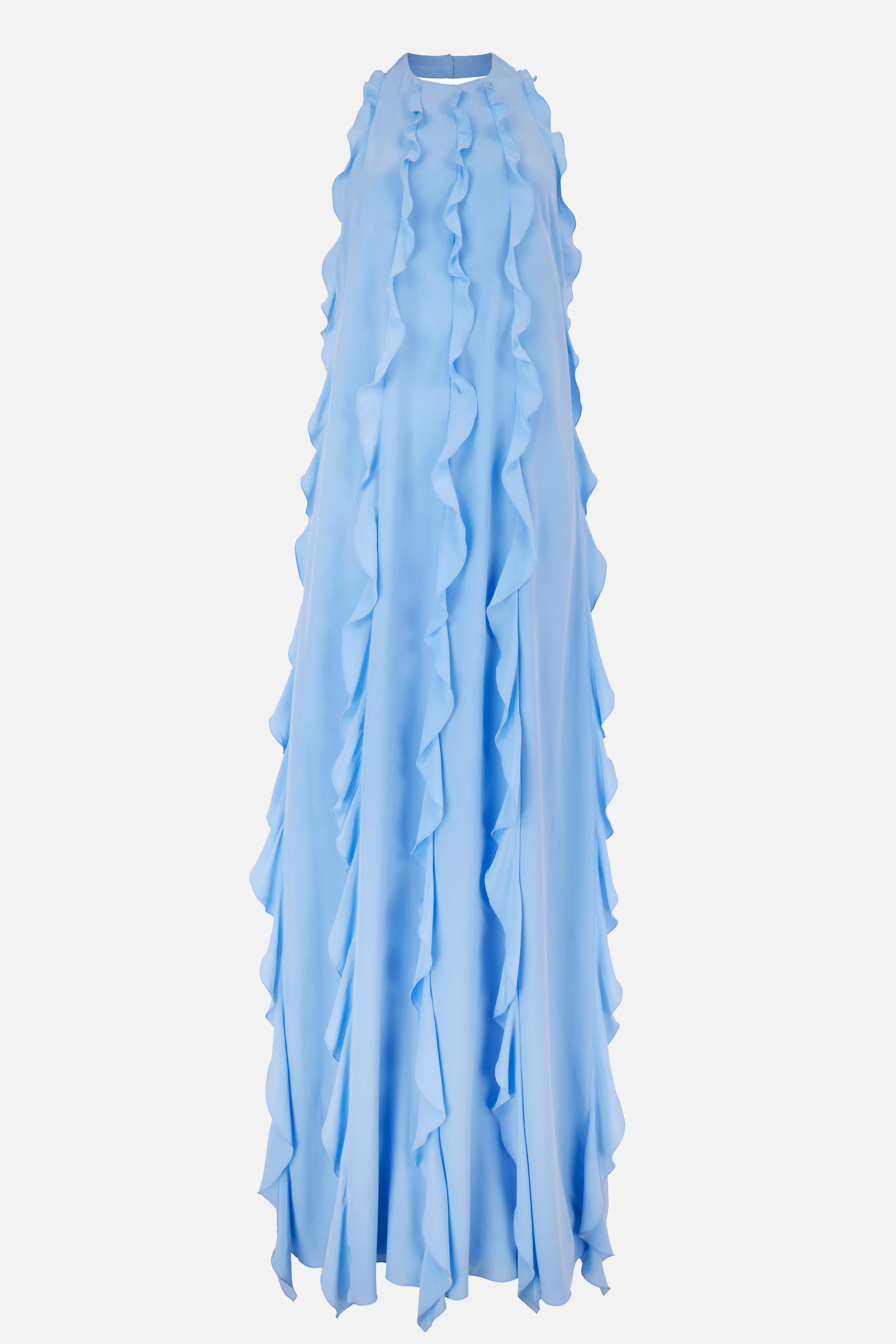 Fleurine Dress In Baby Blue Silk Crepe De Chine