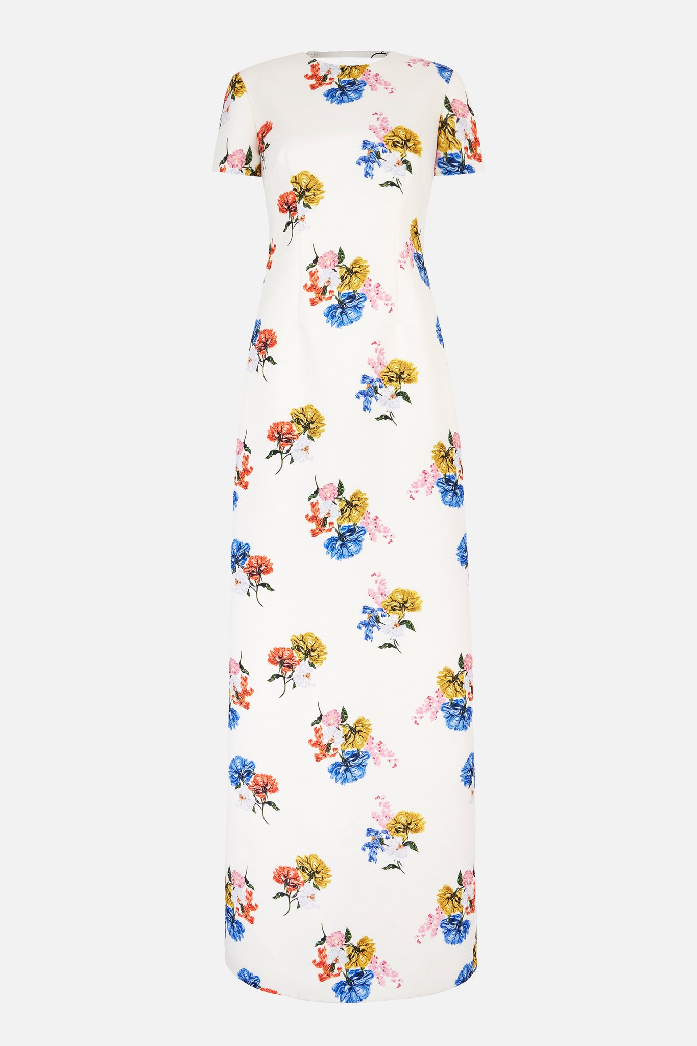 Fosette Dress In Retro Bouquet On White Taffeta Faille | Emilia Wickstead