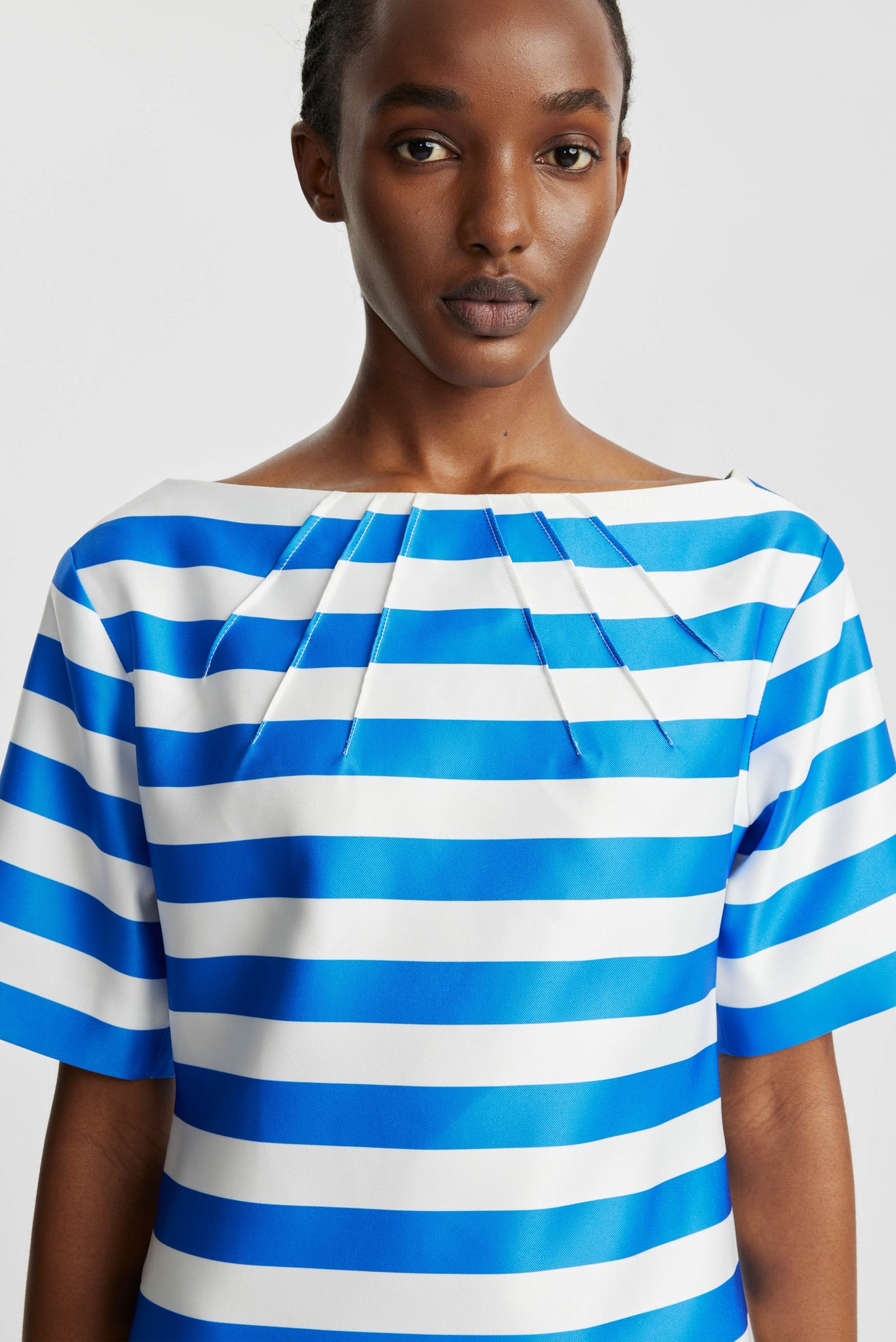 Guinevere Dress In Blue Stripe Twill | Emilia Wickstead