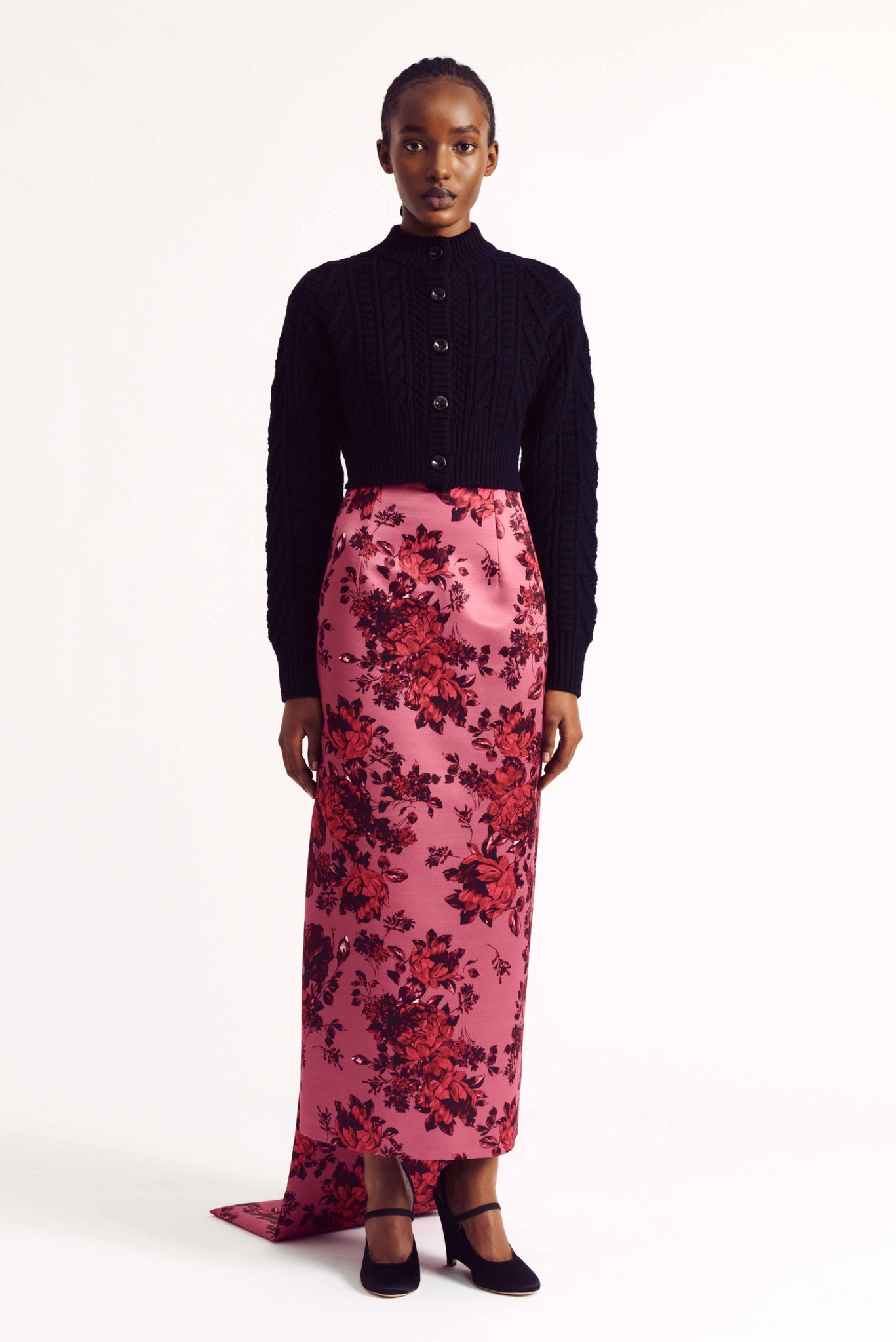 Harleigh Skirt with Detachable Train in Mauve Pink Festive Bouquet Taffeta Faille | Emilia Wickstead