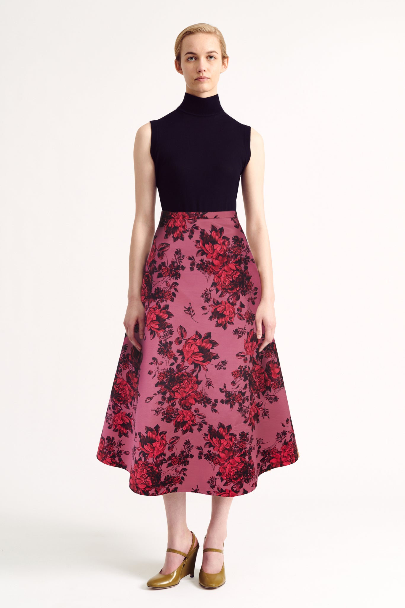 Hersilia Mauve Pink Festive Bouquet Taffeta Faille Skirt | Emilia Wickstead
