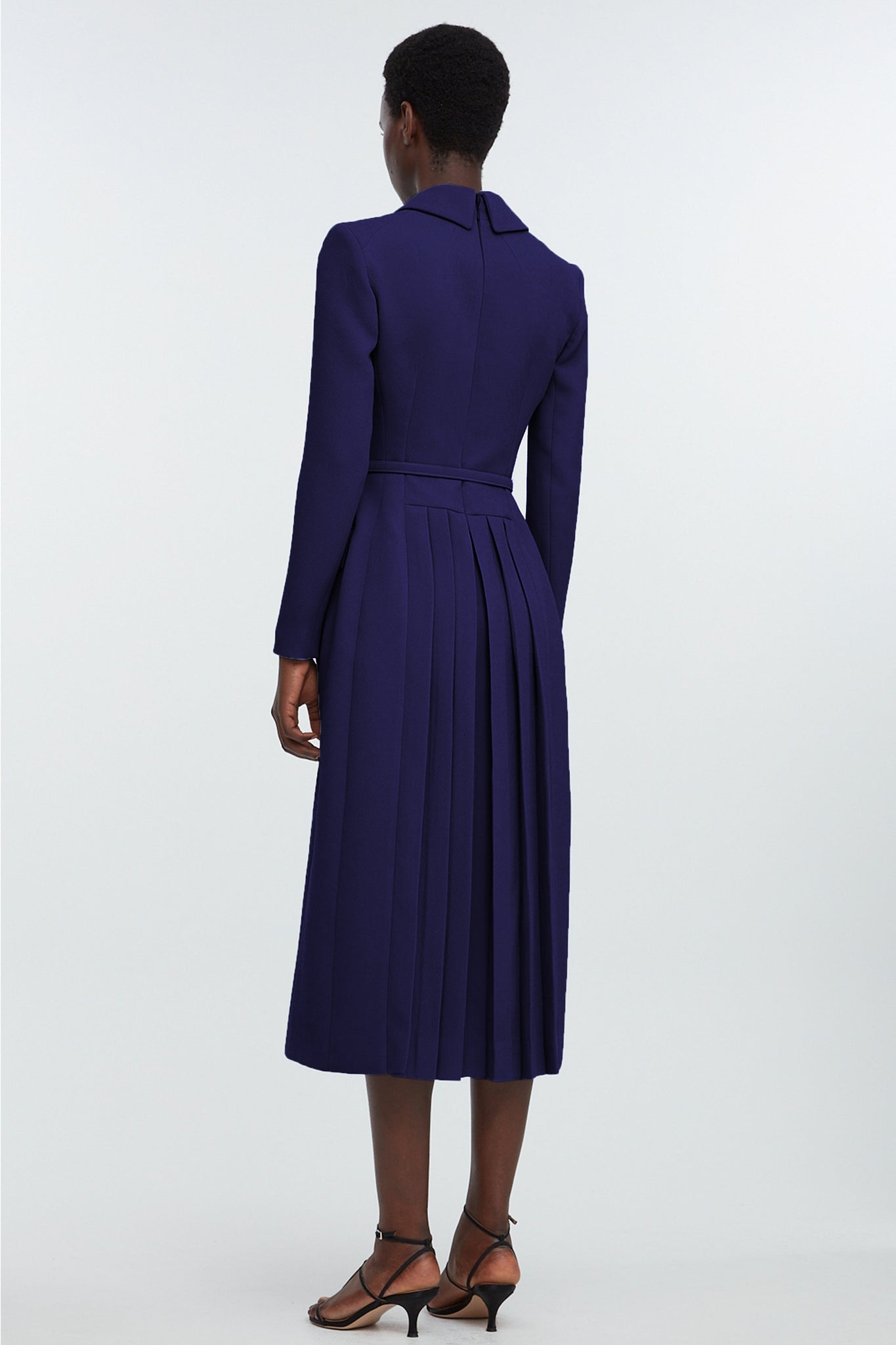 Kalonice Dress In Navy Blue Single Wool Crepe