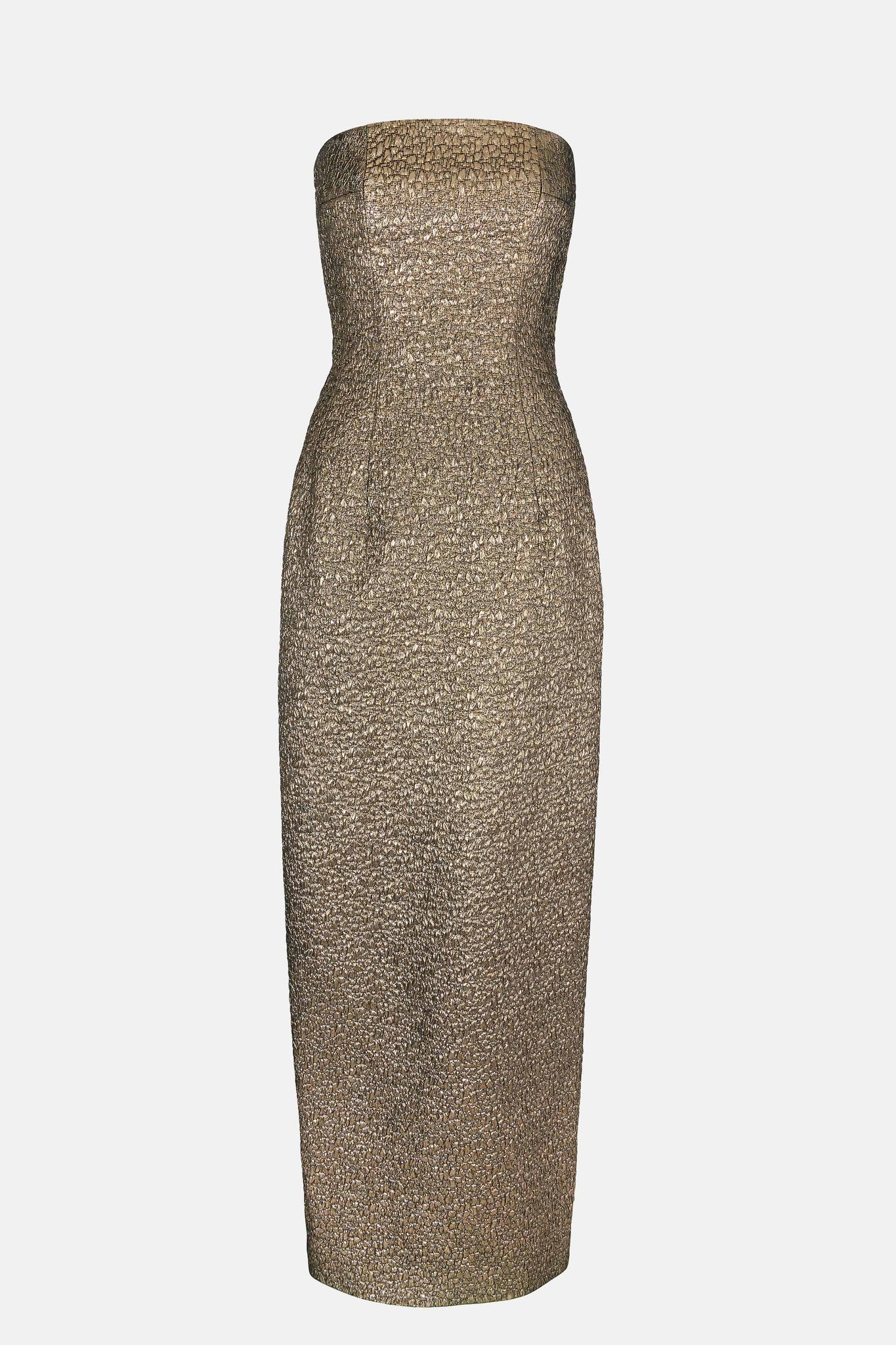 Laelia Dress In Gold Textured Jacquard