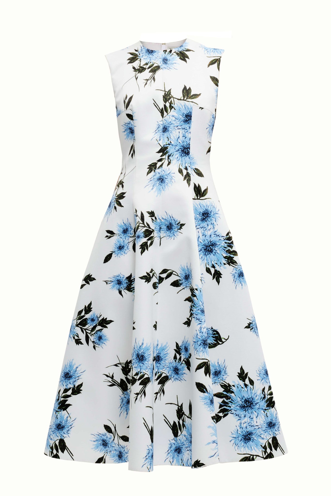 Mara Dress Blue Dahlia Floral Print Taffeta Faille | Emilia Wickstead