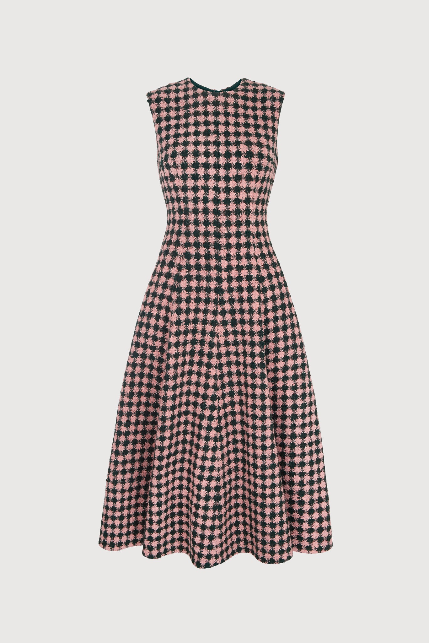 Mara Dress in Green & Pink Houndstooth Boucle