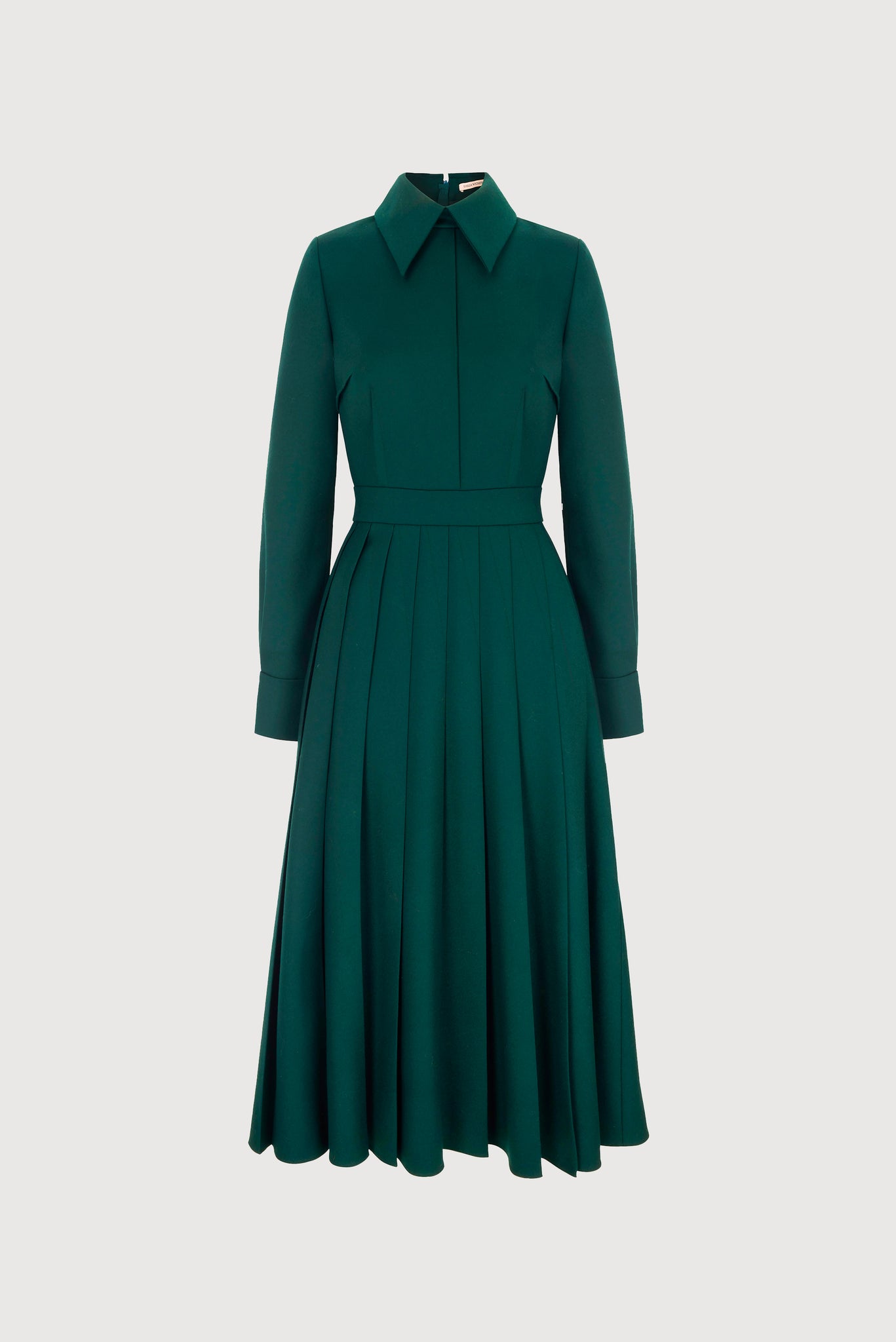 Maram Shirt Dress in Emerald Green Flanella | Emilia Wickstead Maram Shirt Dress in Emerald Green Flanella | Emilia Wickstead