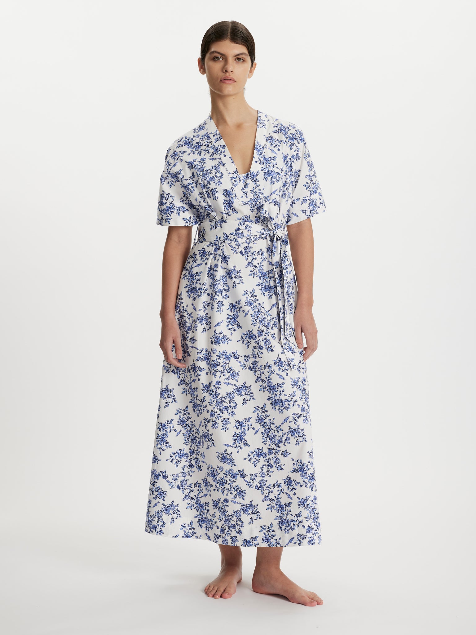 Ankita Kaftan Blue Rose Print Cotton | Emilia Wickstead X Passalacqua