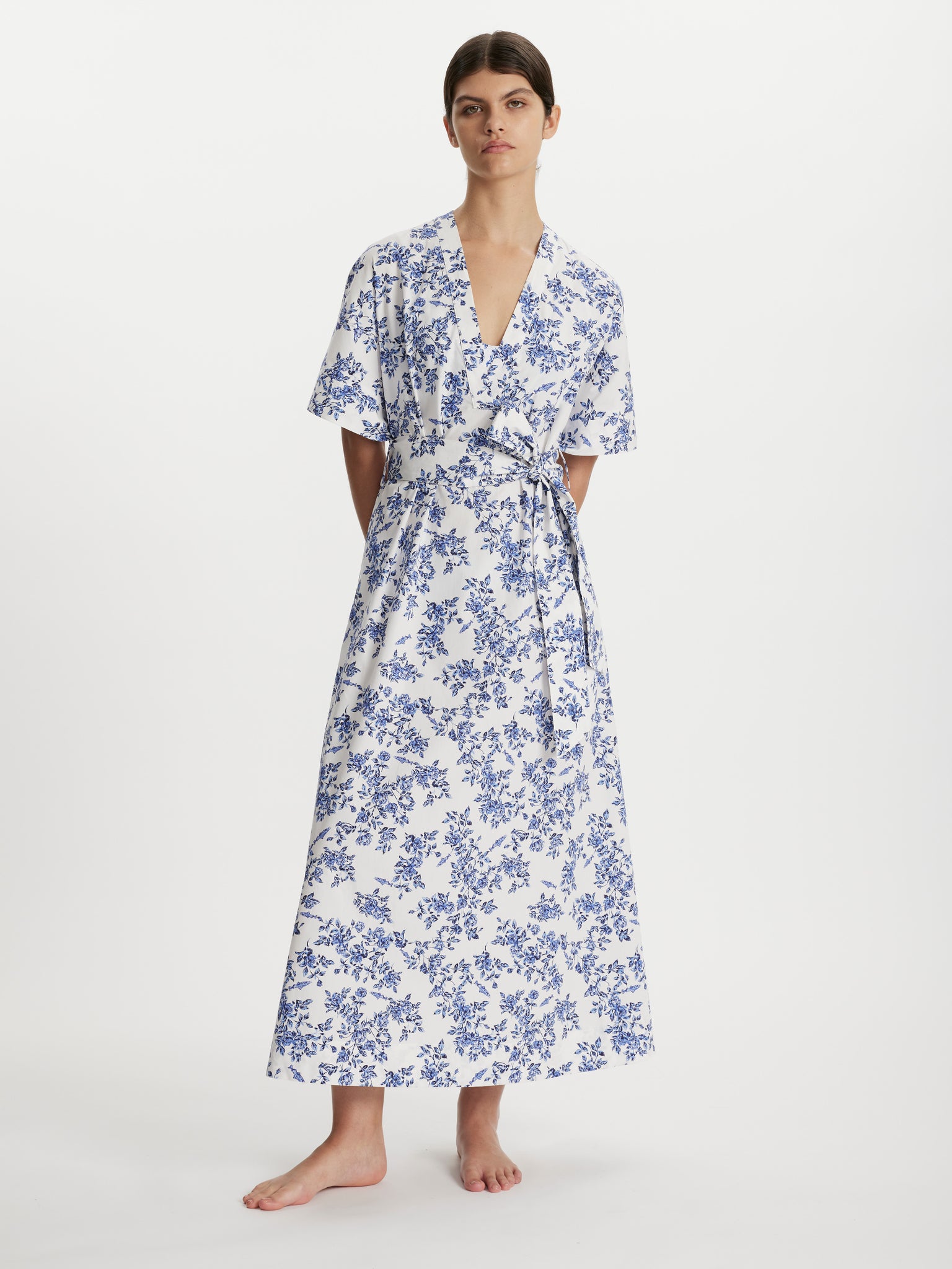 Ankita Kaftan Blue Rose Print Cotton | Emilia Wickstead X Passalacqua