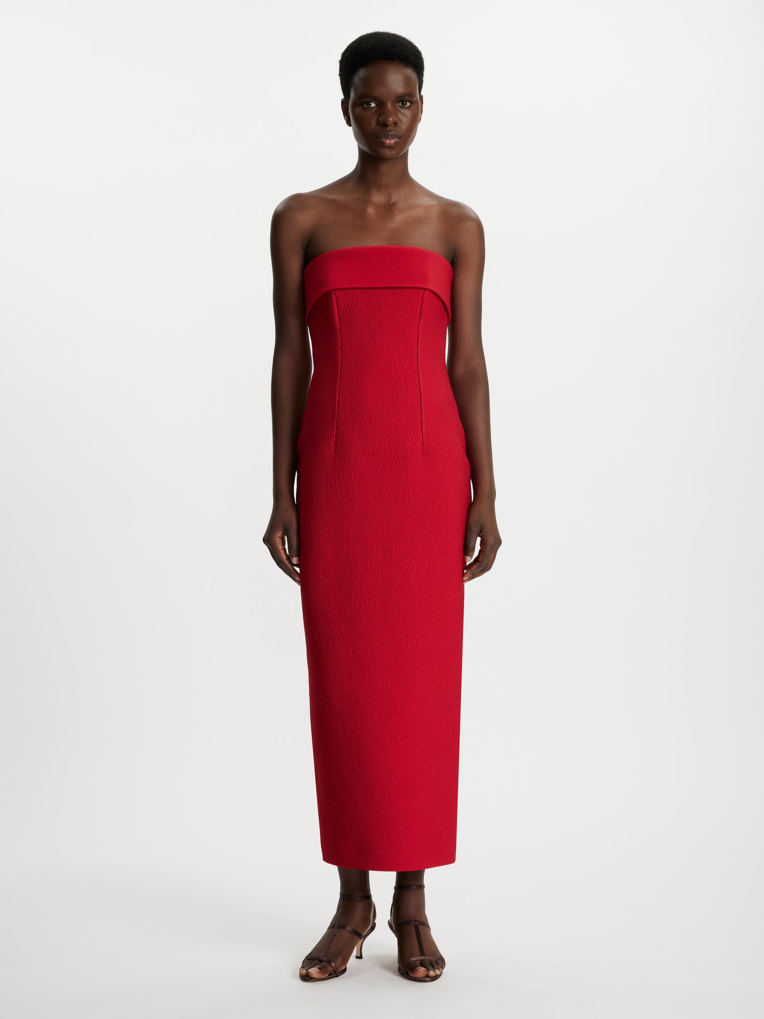 Keeley Dress In Bright Red Cloque | Emilia Wickstead