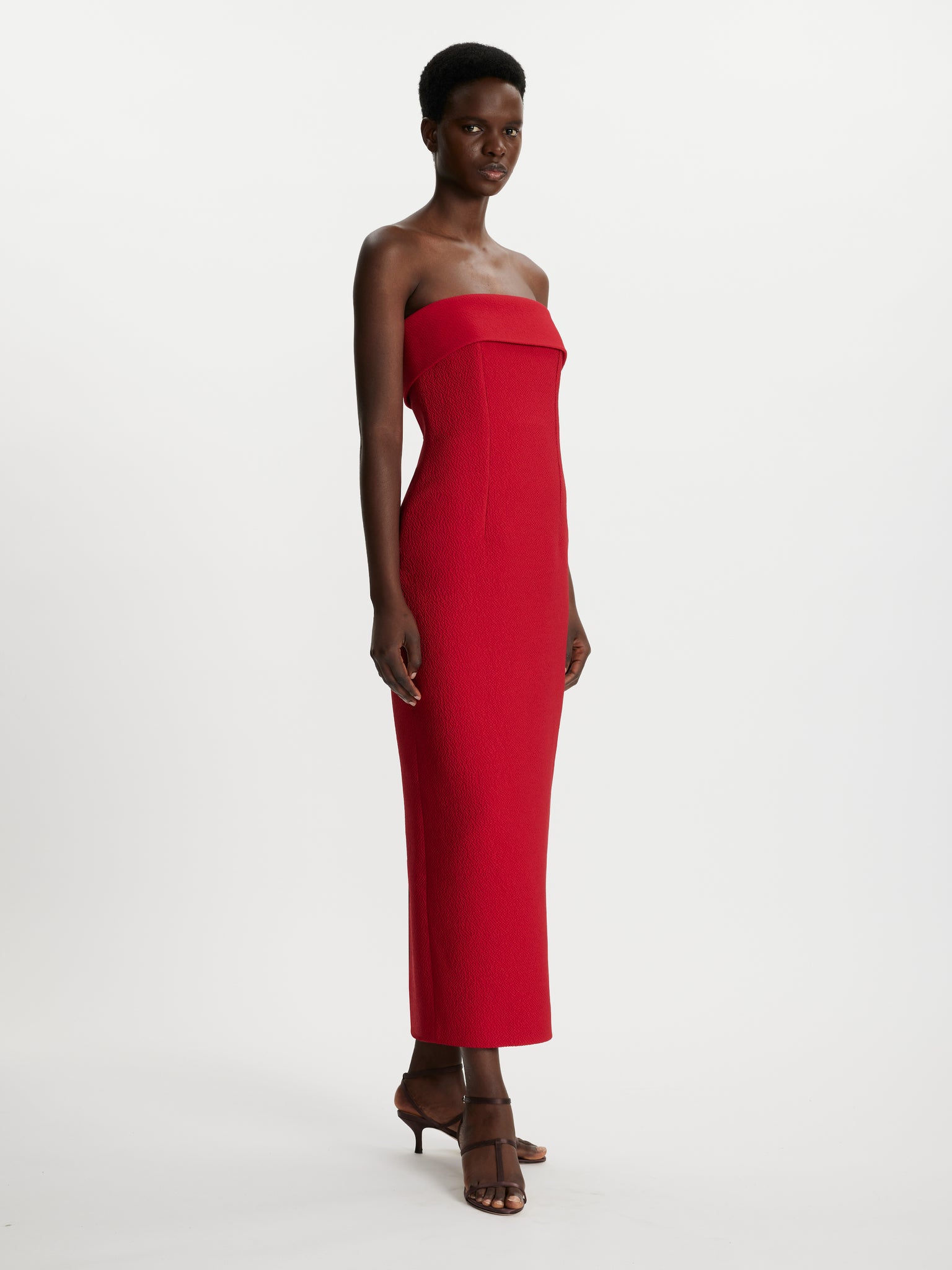 Keeley Dress In Bright Red Cloque Keeley Dress In Bright Red Cloque