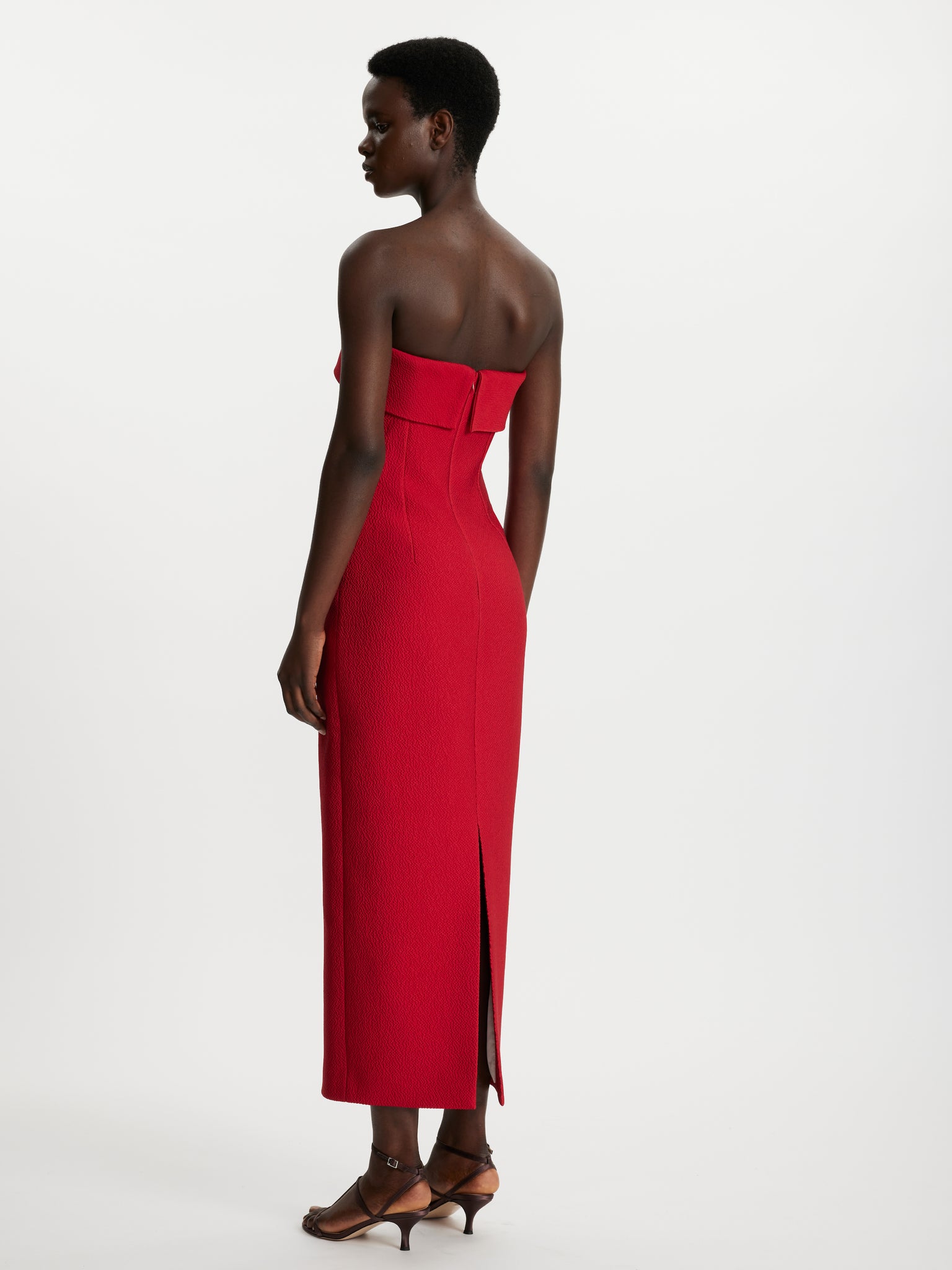 Keeley Dress In Bright Red Cloque | Emilia Wickstead