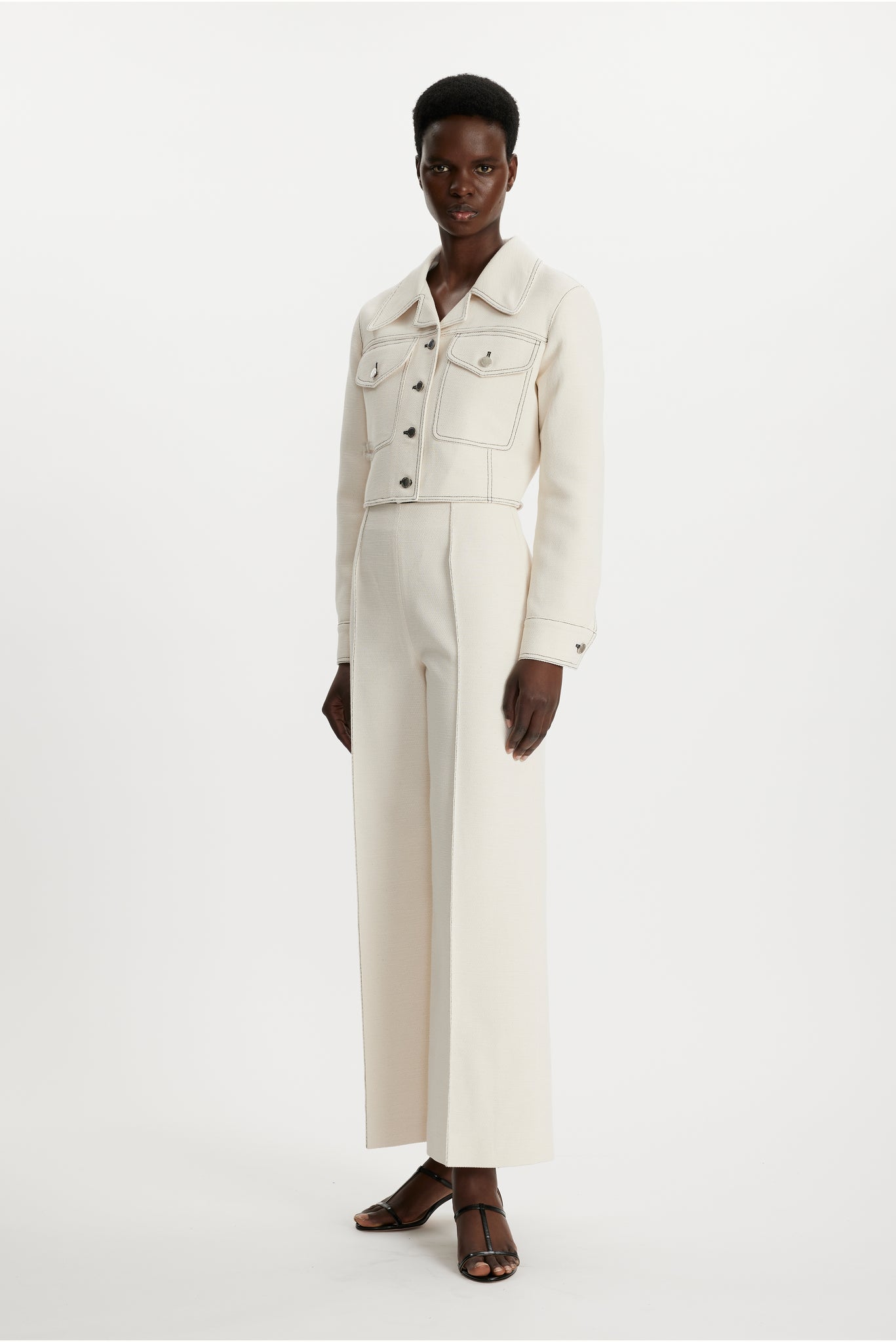 Daffy Trouser In Ivory Denim | Emilia Wickstead