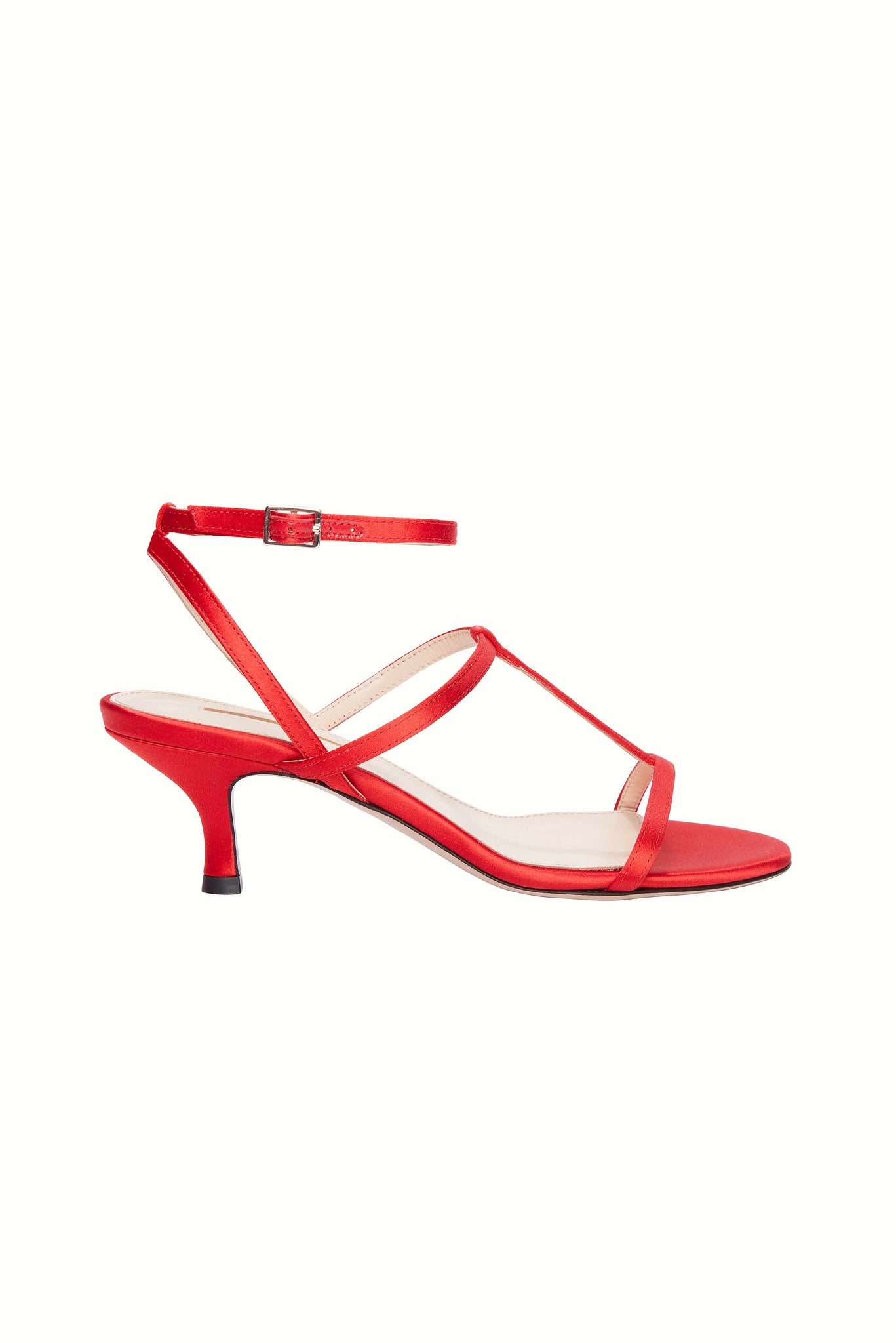 Novie Kitten Heel Shoes In Red Satin | Emilia Wickstead