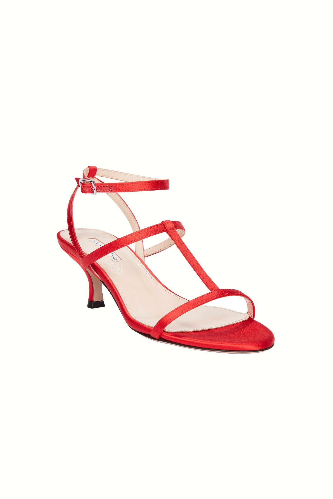 Novie Kitten Heel Shoes In Red Satin | Emilia Wickstead