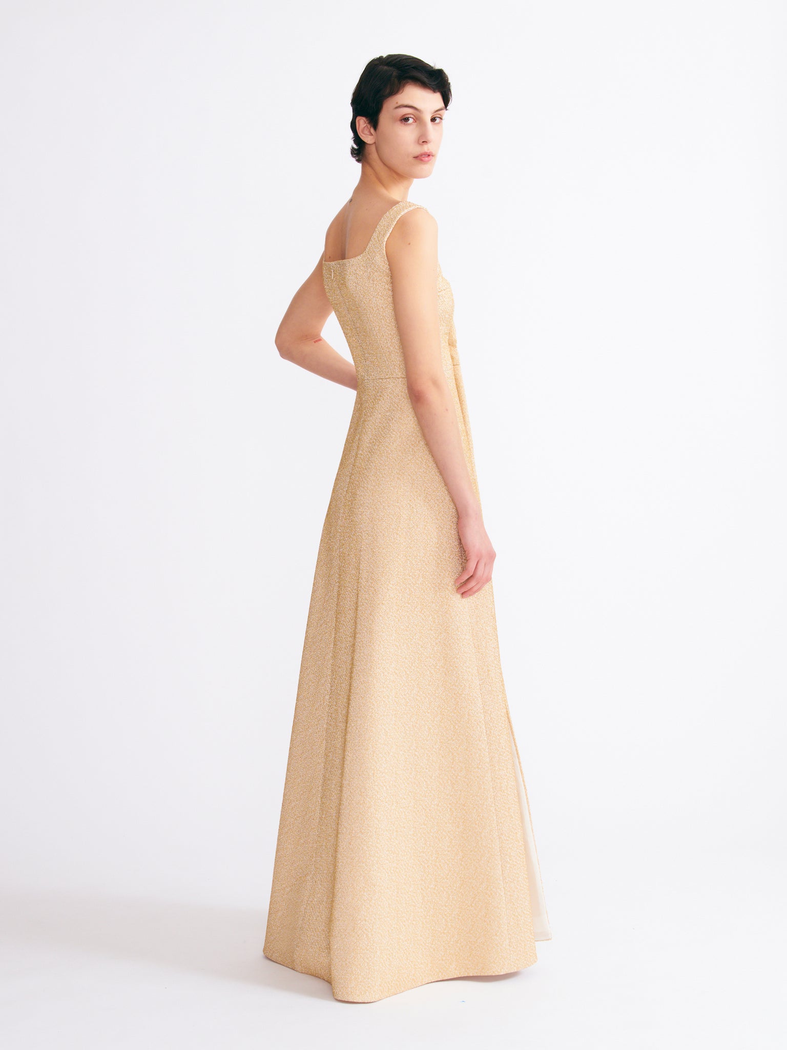 Osbourne Floor Length Dress - Metallic Champagne Cloque | Emilia Wickstead