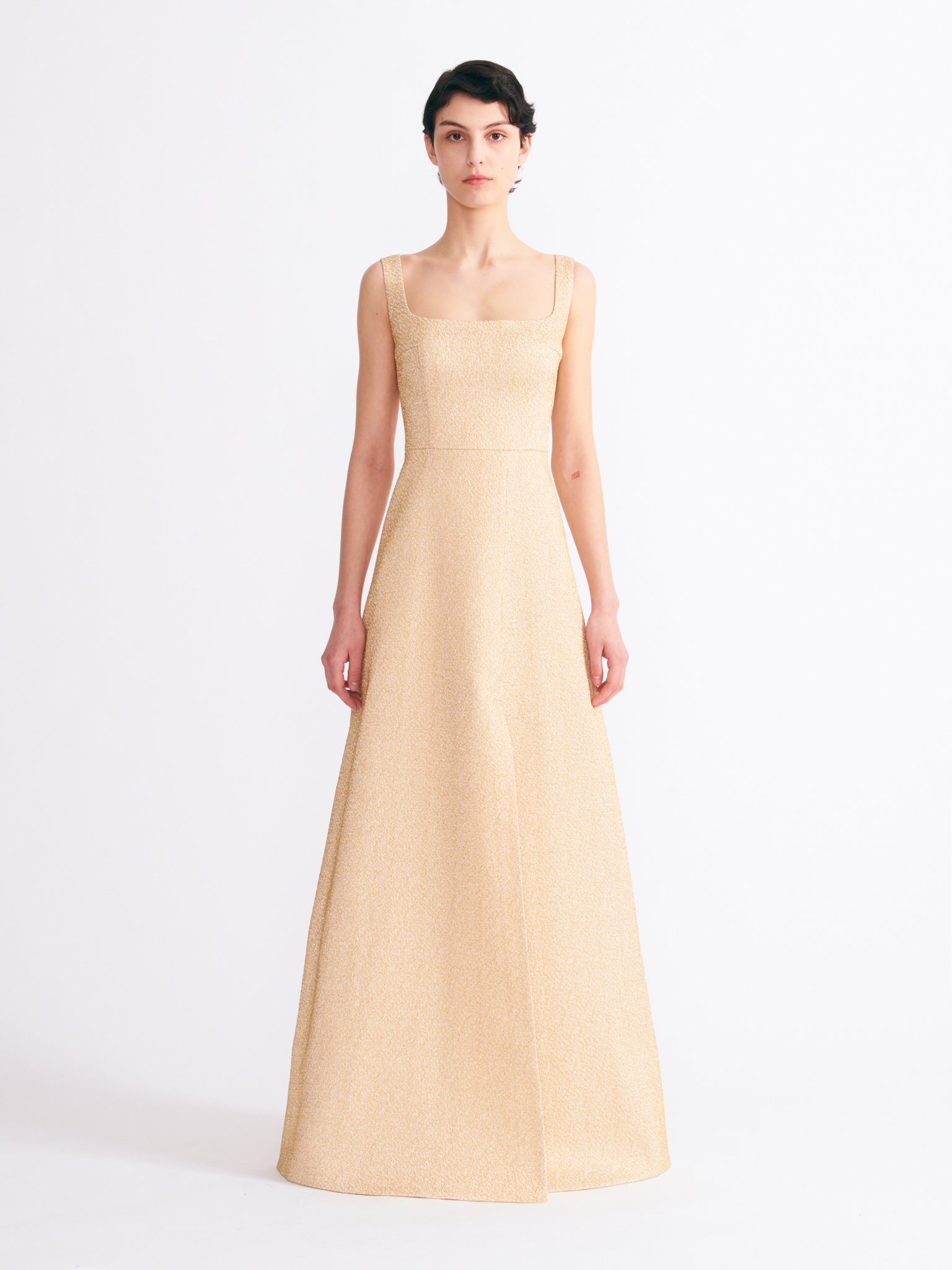 Osbourne Floor Length Dress - Metallic Champagne Cloque | Emilia Wickstead