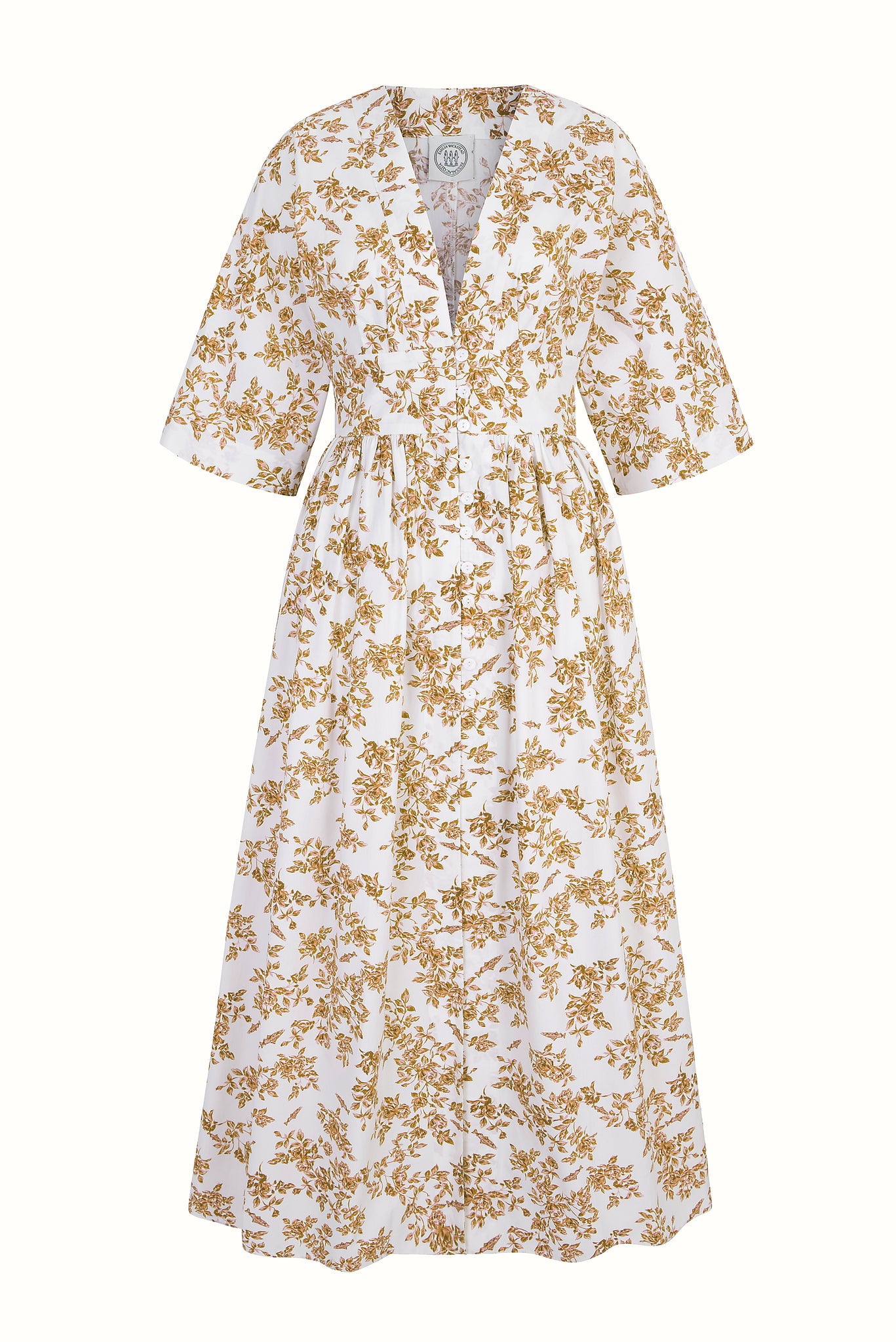 Elowen Kaftan In Mustard Rose Print | Emilia Wickstead X Passalacqua