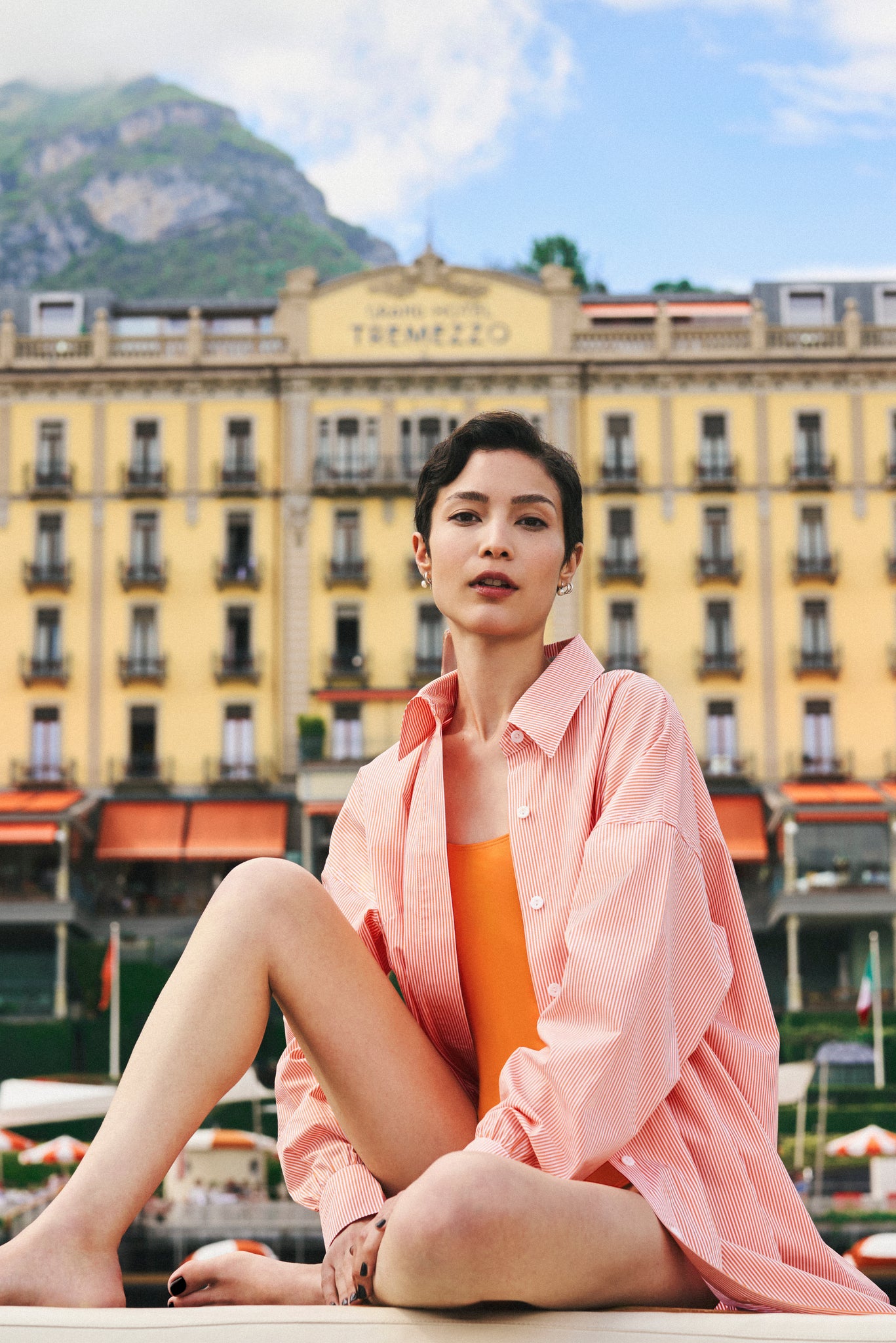 Emilia Wickstead X Passalacqua Jalissa Shirt In Orange Strip Cotton