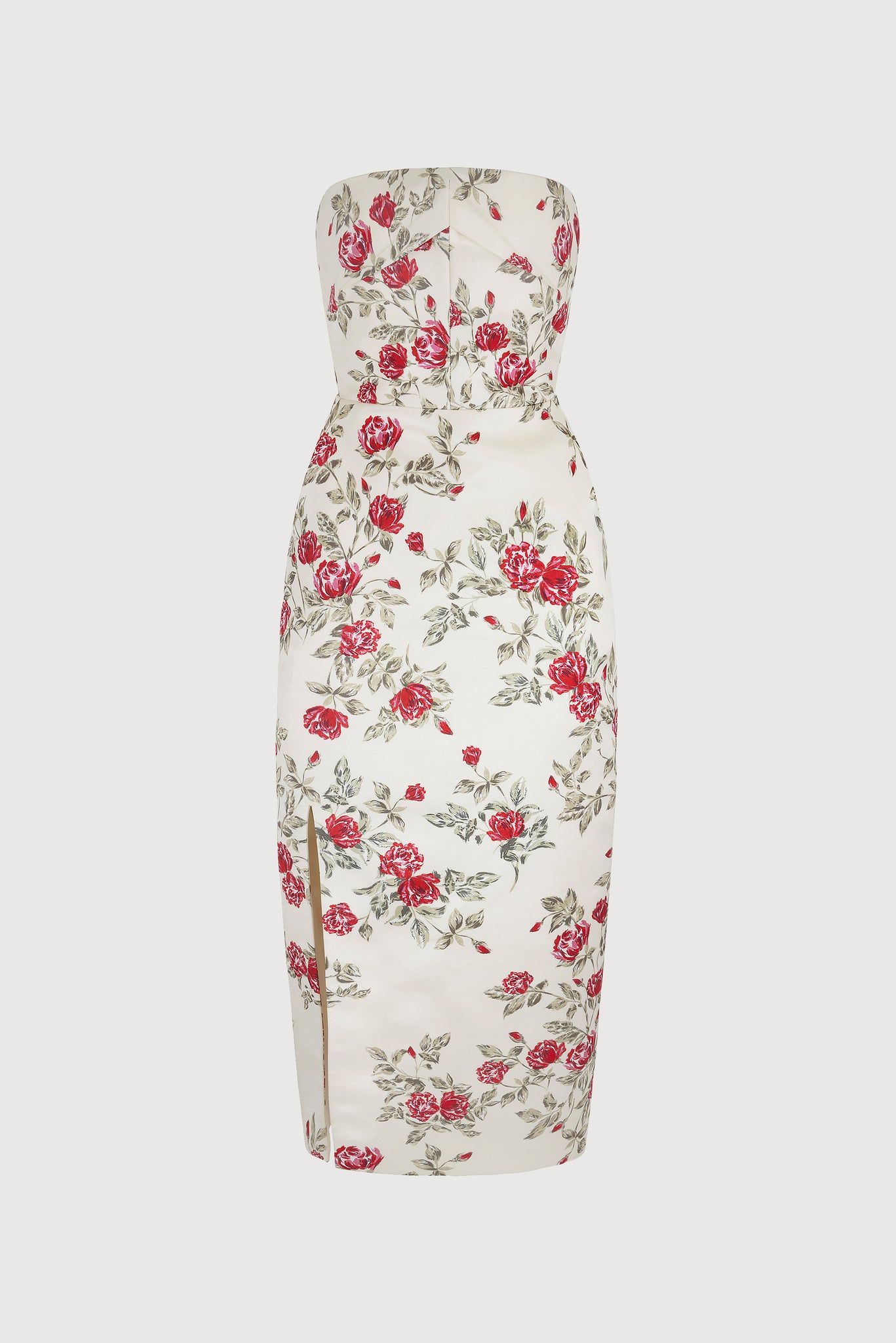 Pola Dress in Red Rose Printed Italian Duchess Satin | Emilia Wickstead Pola Dress in Red Rose Printed Italian Duchess Satin | Emilia Wickstead