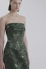 Keeley Strapless Dress In Green Roses On Marble Print Taffeta Faille - Emilia Wickstead